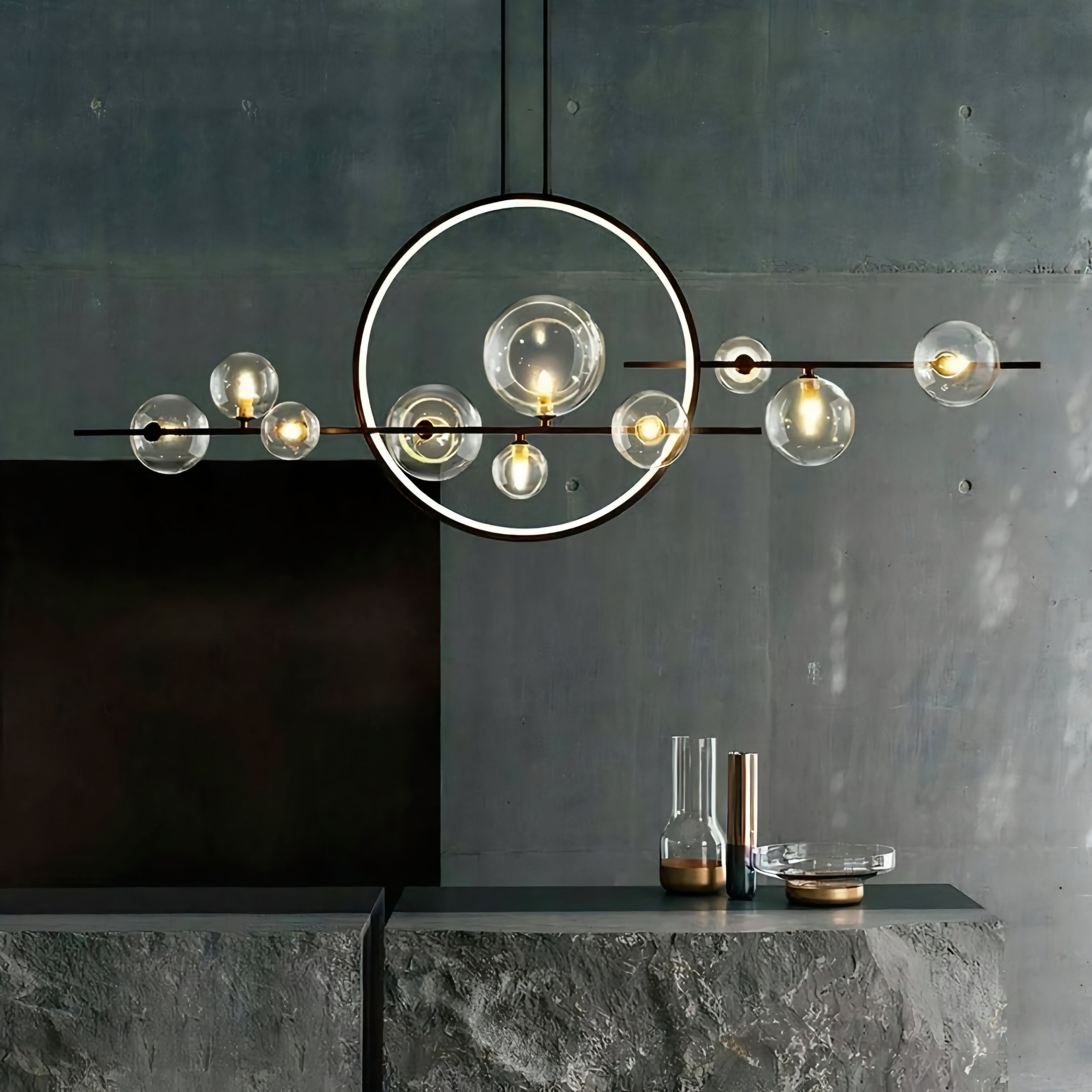 Zenta Series Nordic Modern LED Glass Bubble Chandelier – (10 Glass | LED + G9 Bulb)