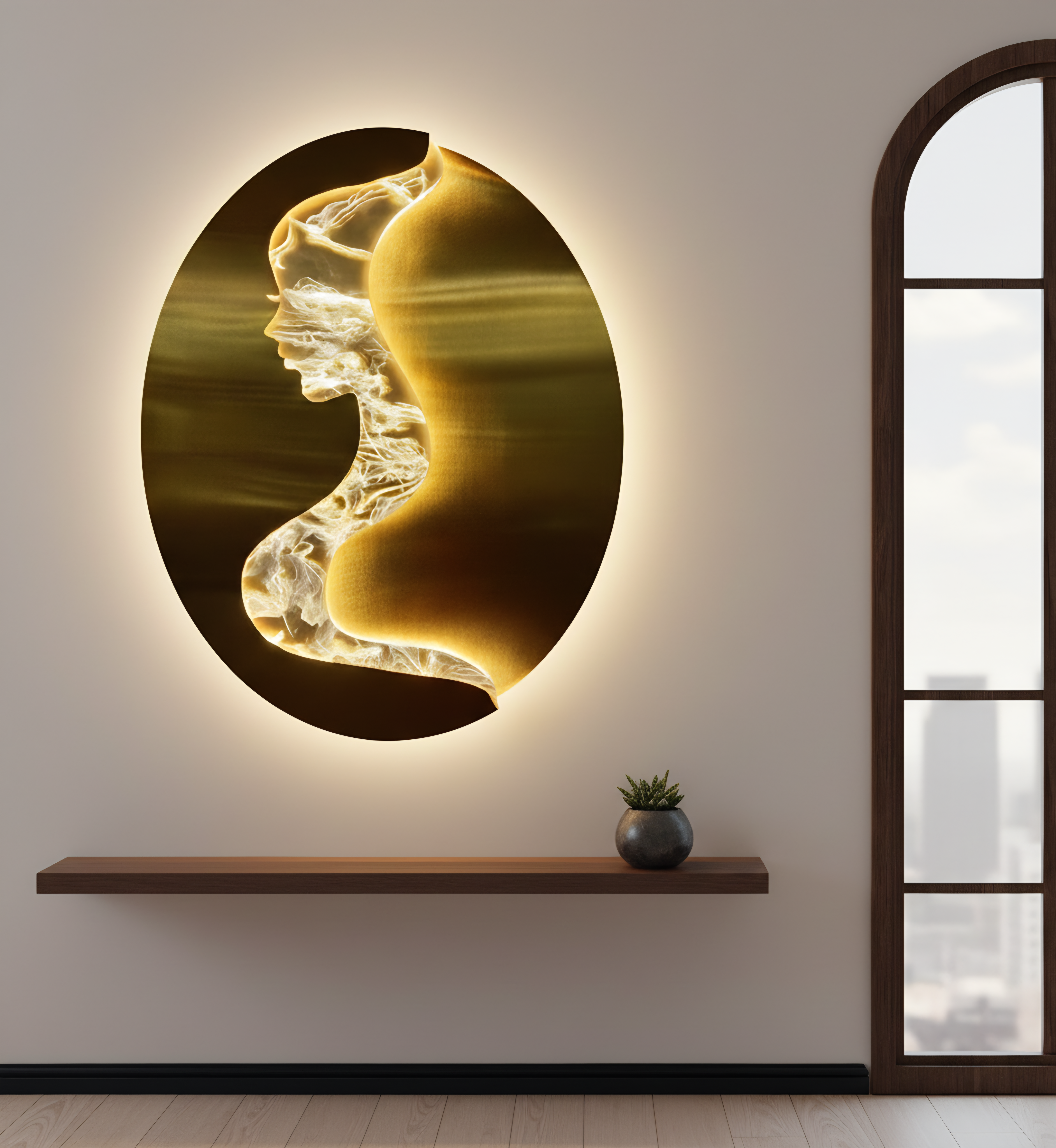 Abstract Face LED Wall Sconce- Gold