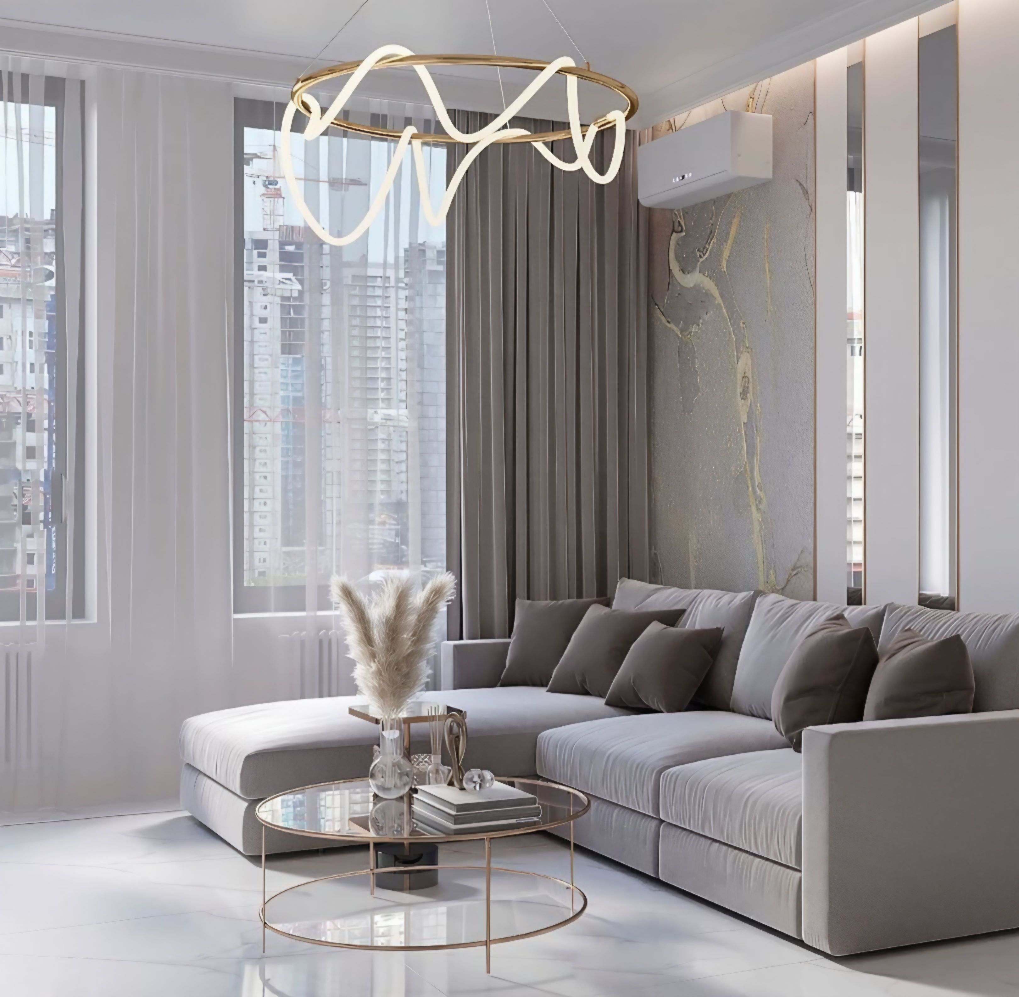 Silicia Nordic Round LED Chandelier – GOLD  D800mm