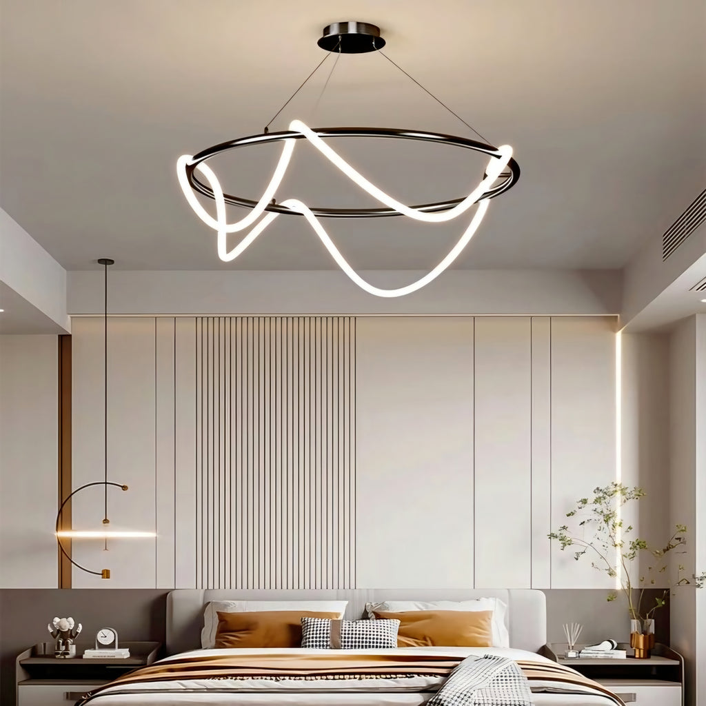 Silicia Nordic Round LED Chandelier – BLACK  D800mm