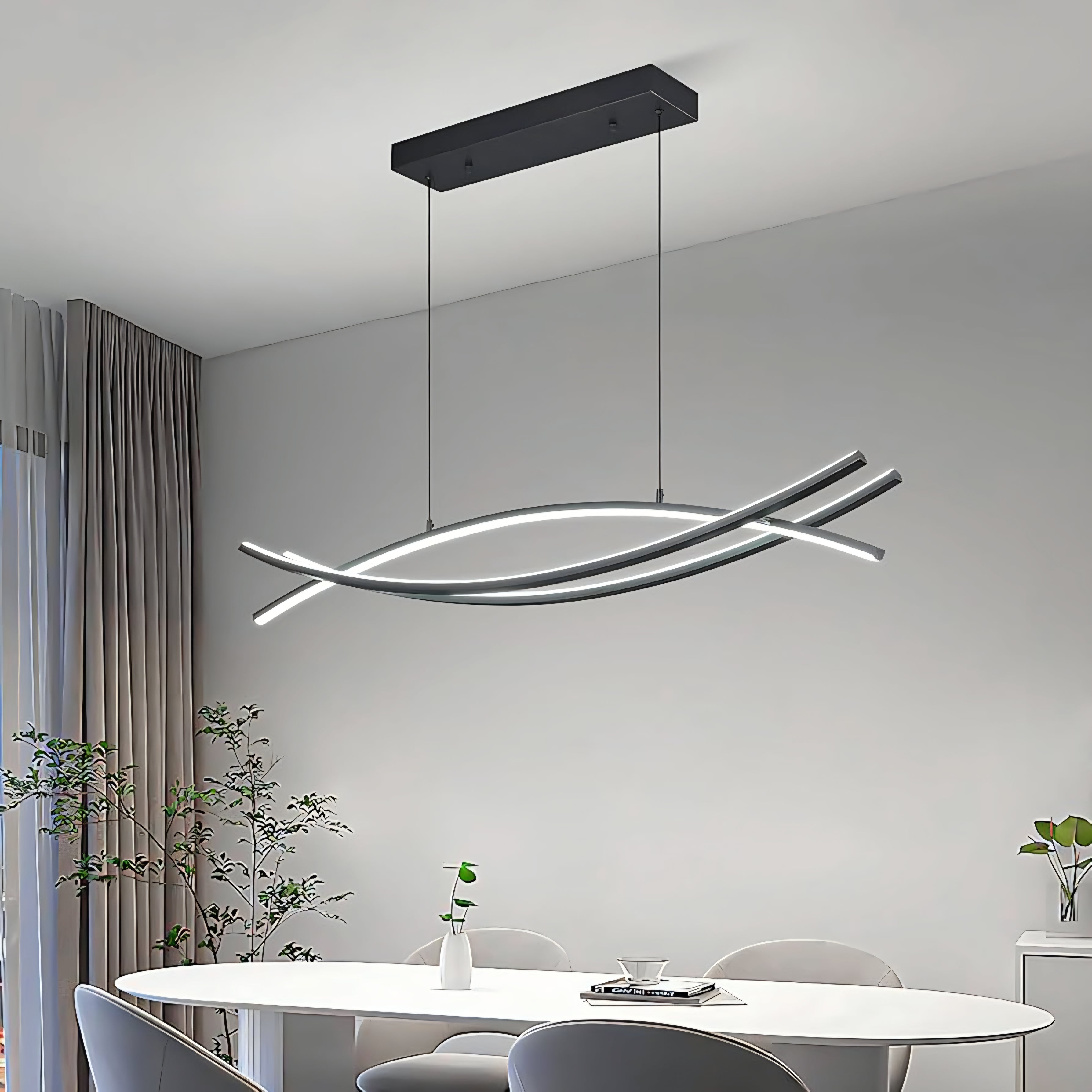 Wishbone Minimalist LED Chandelier – Black (L1200mm)