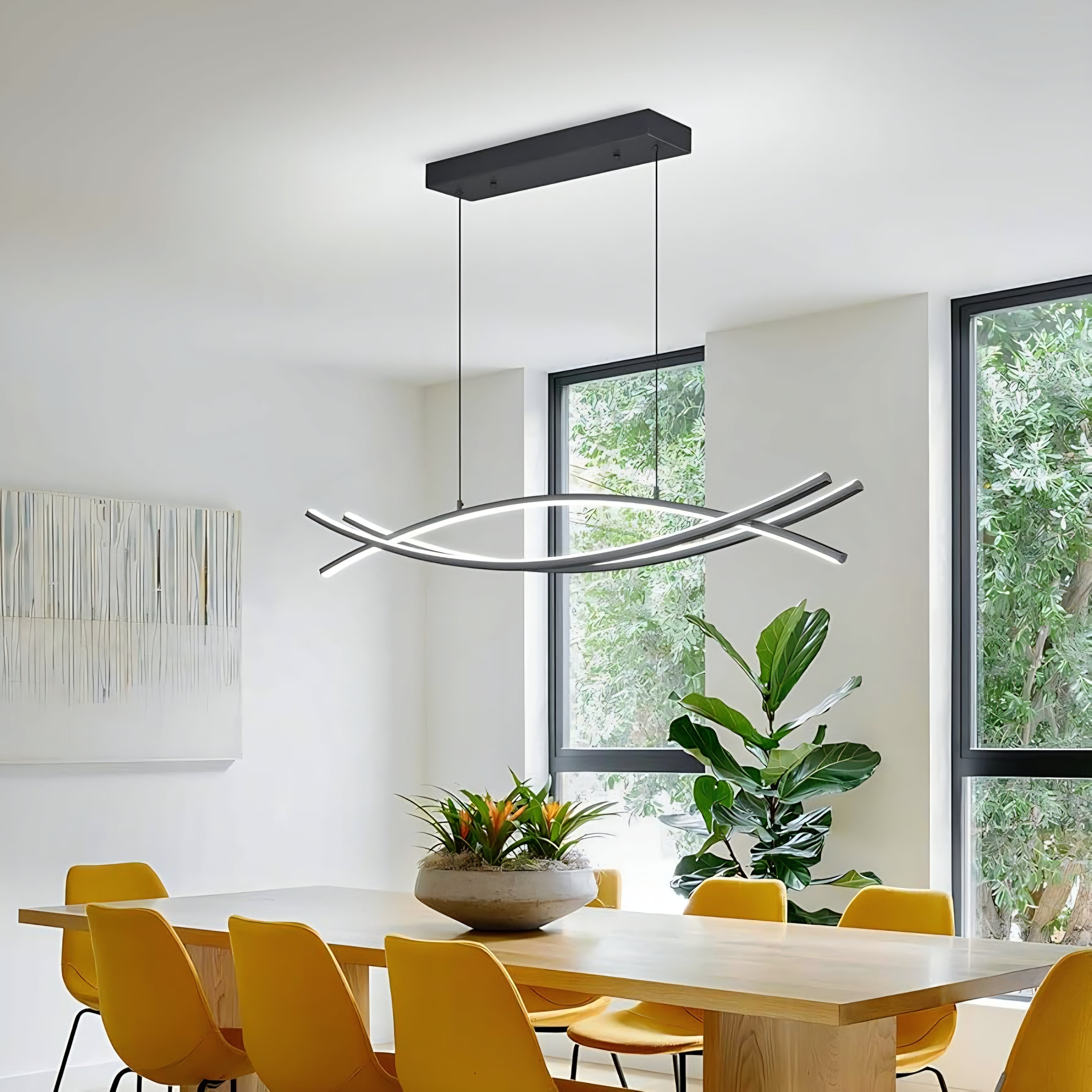 Wishbone Minimalist LED Chandelier – Black (L1200mm)