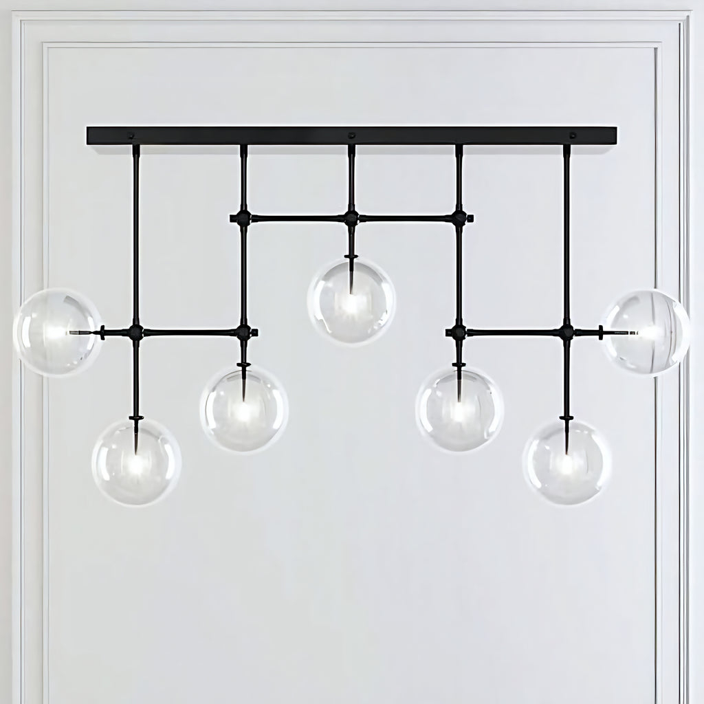 Glass Globe Linear Chandelier – Black