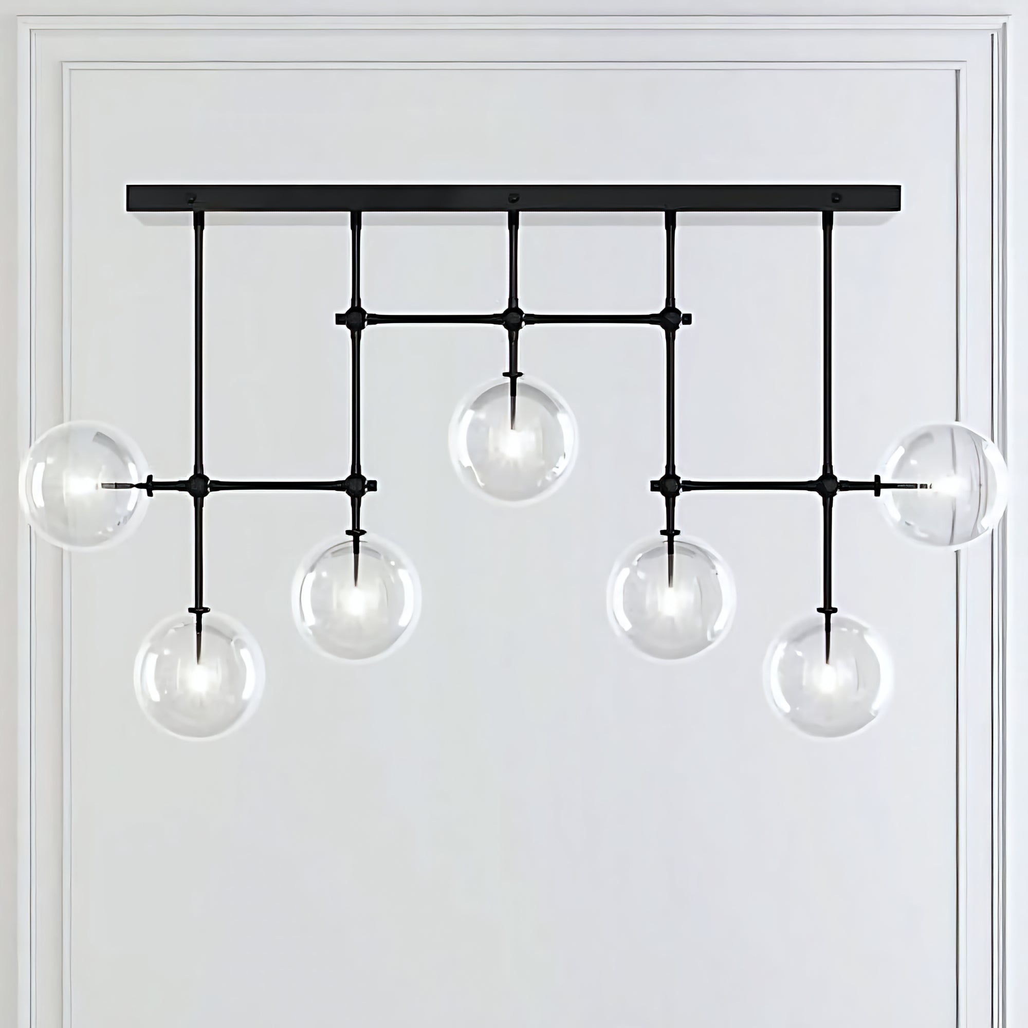 Glass Globe Linear Chandelier – Black