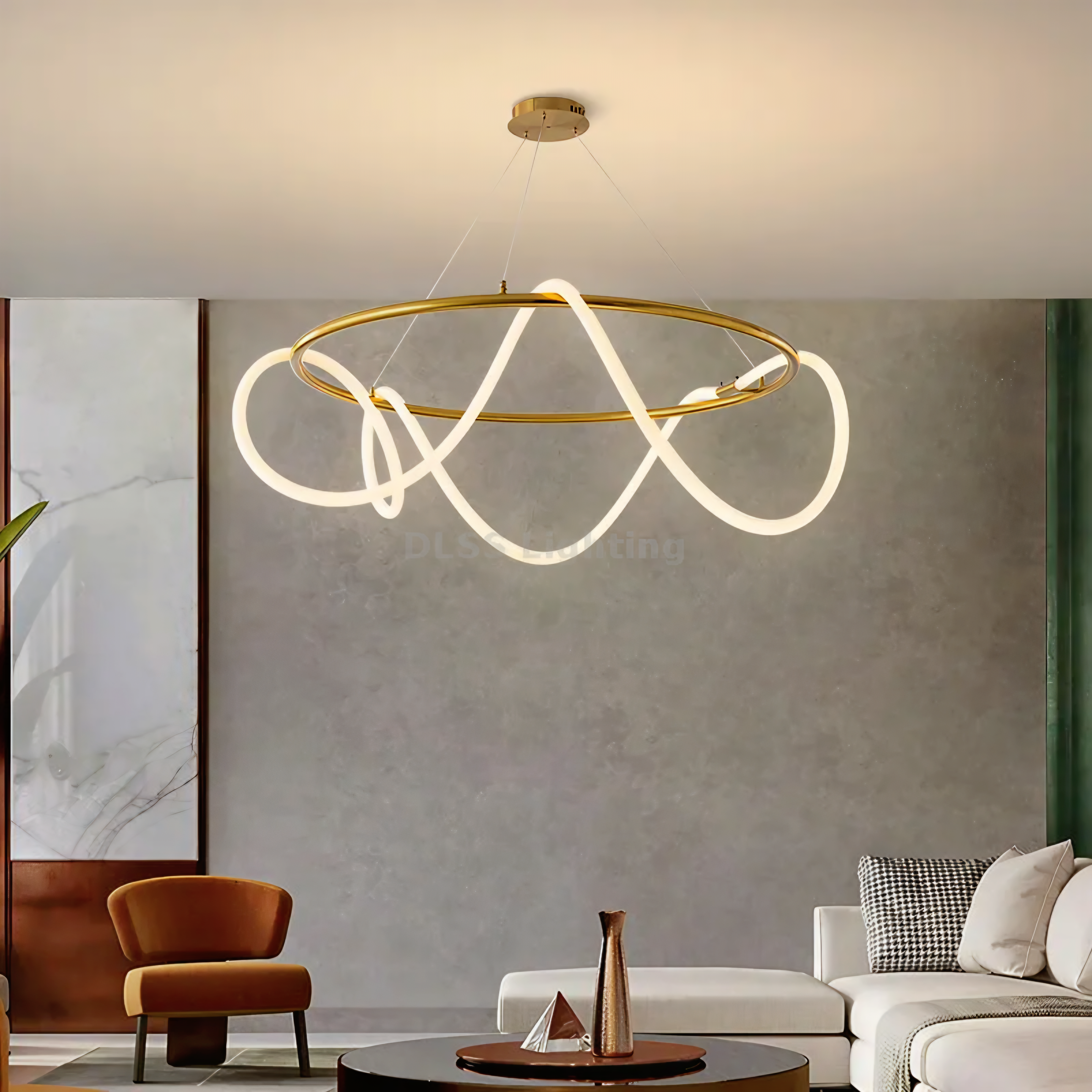 Silicia Nordic Round LED Chandelier – GOLD  D800mm