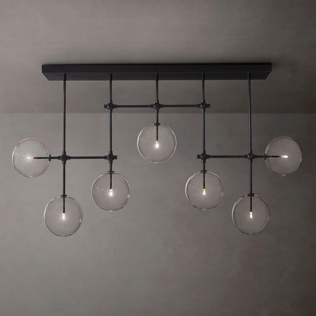 Glass Globe Linear Chandelier – Black