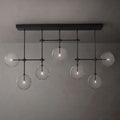 Glass Globe Linear Chandelier – Black