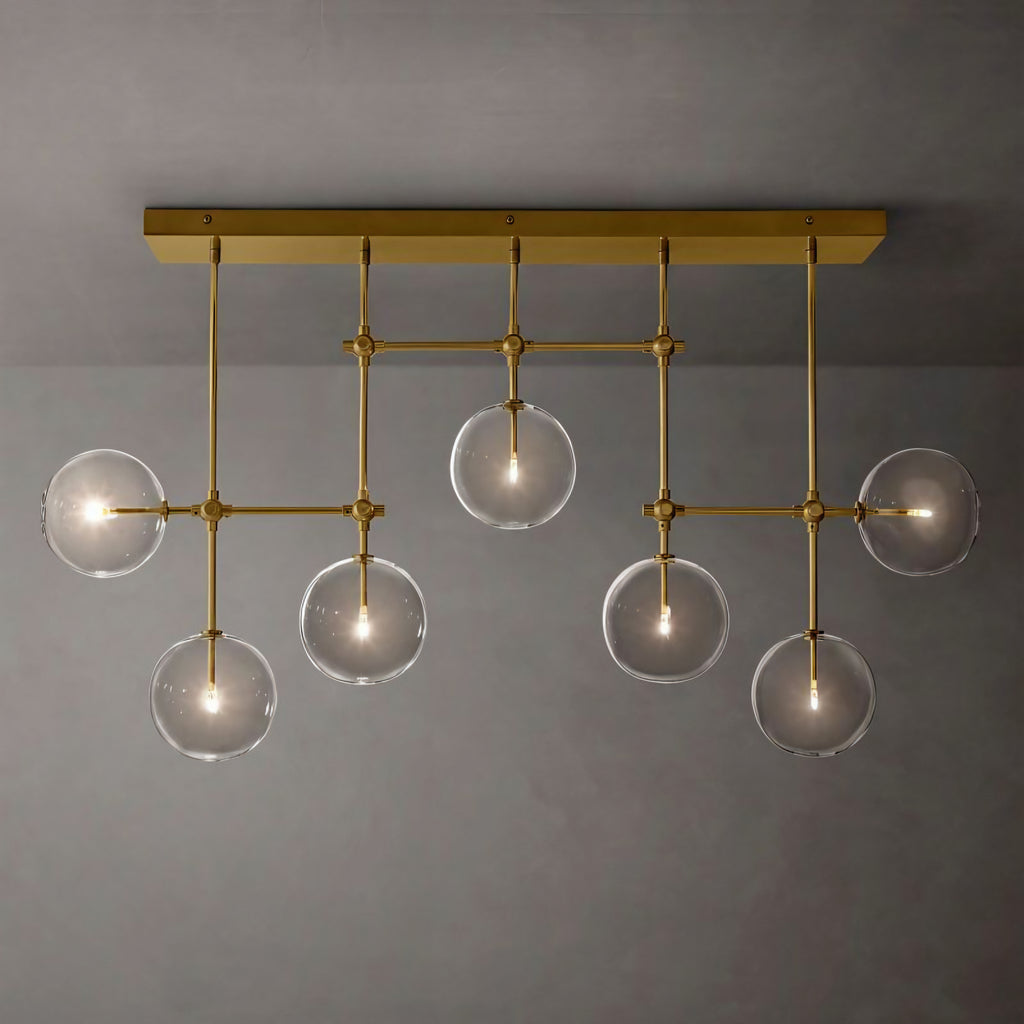 Glass Globe Linear Chandelier – Gold