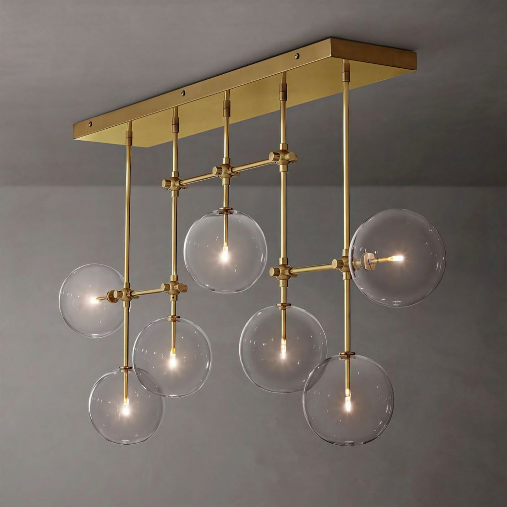 Glass Globe Linear Chandelier – Gold