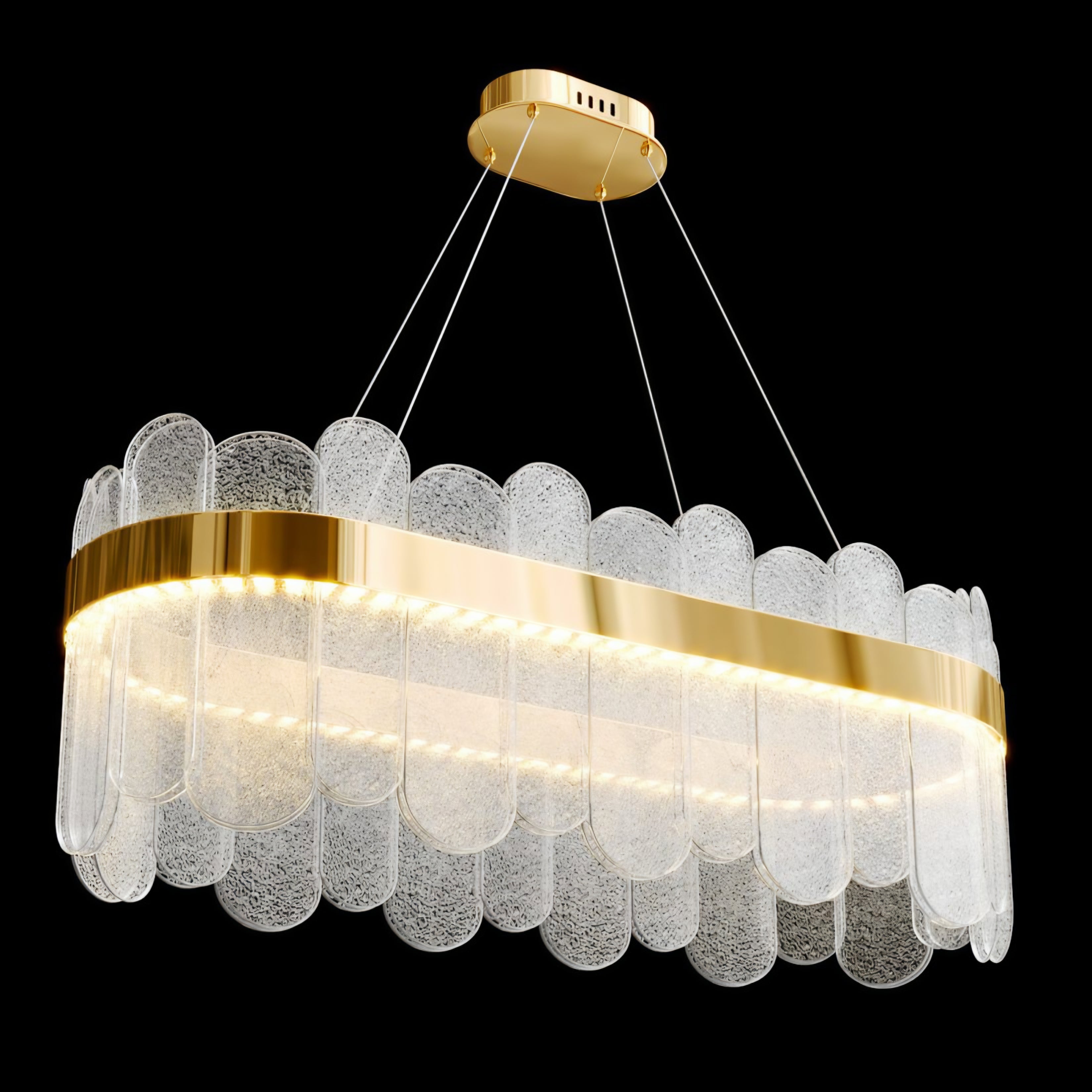Modern Dual Tier Luxury Horizontal Glass Chandelier – L800mm