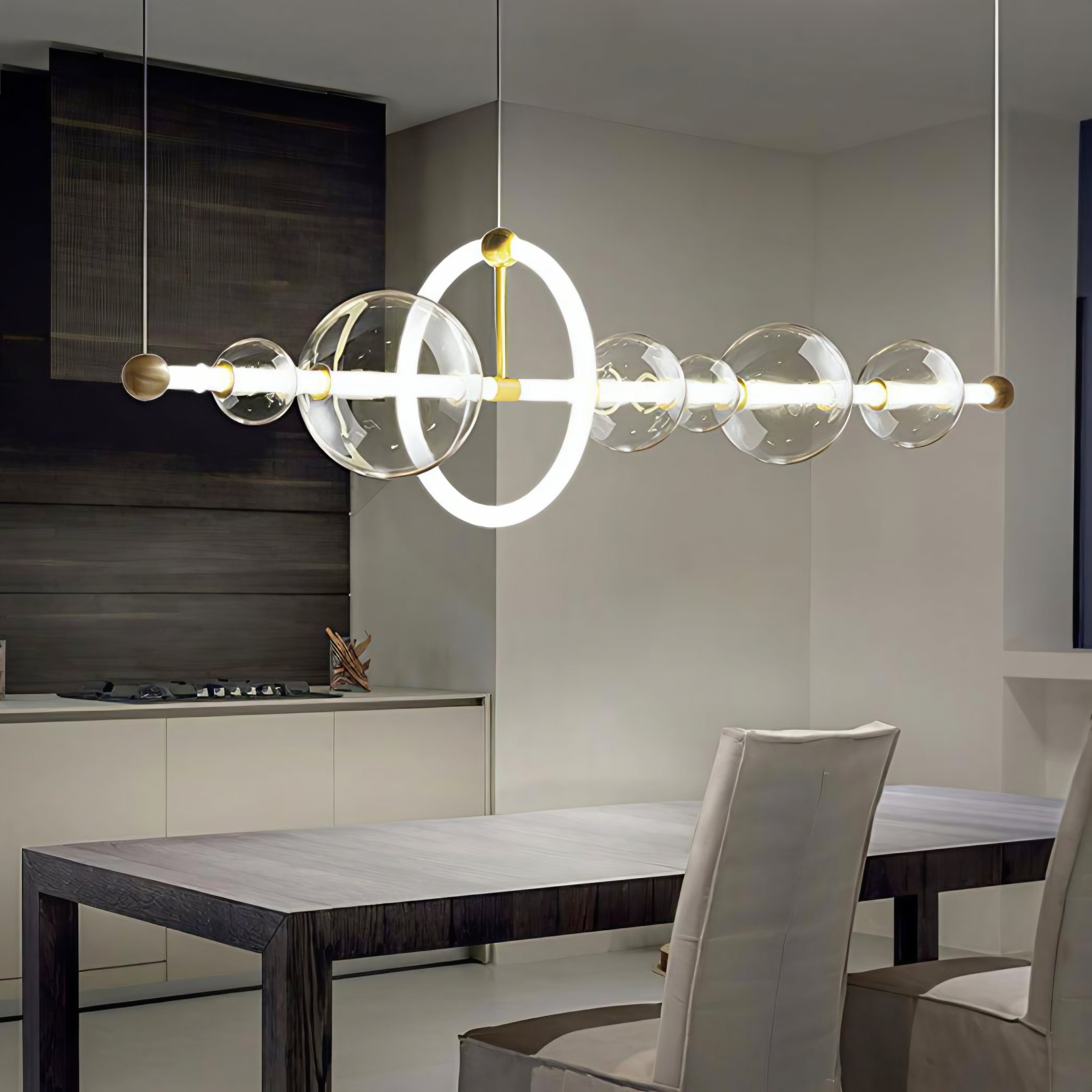 5 Glass Puppet Pendant Chandelier - L1200mm