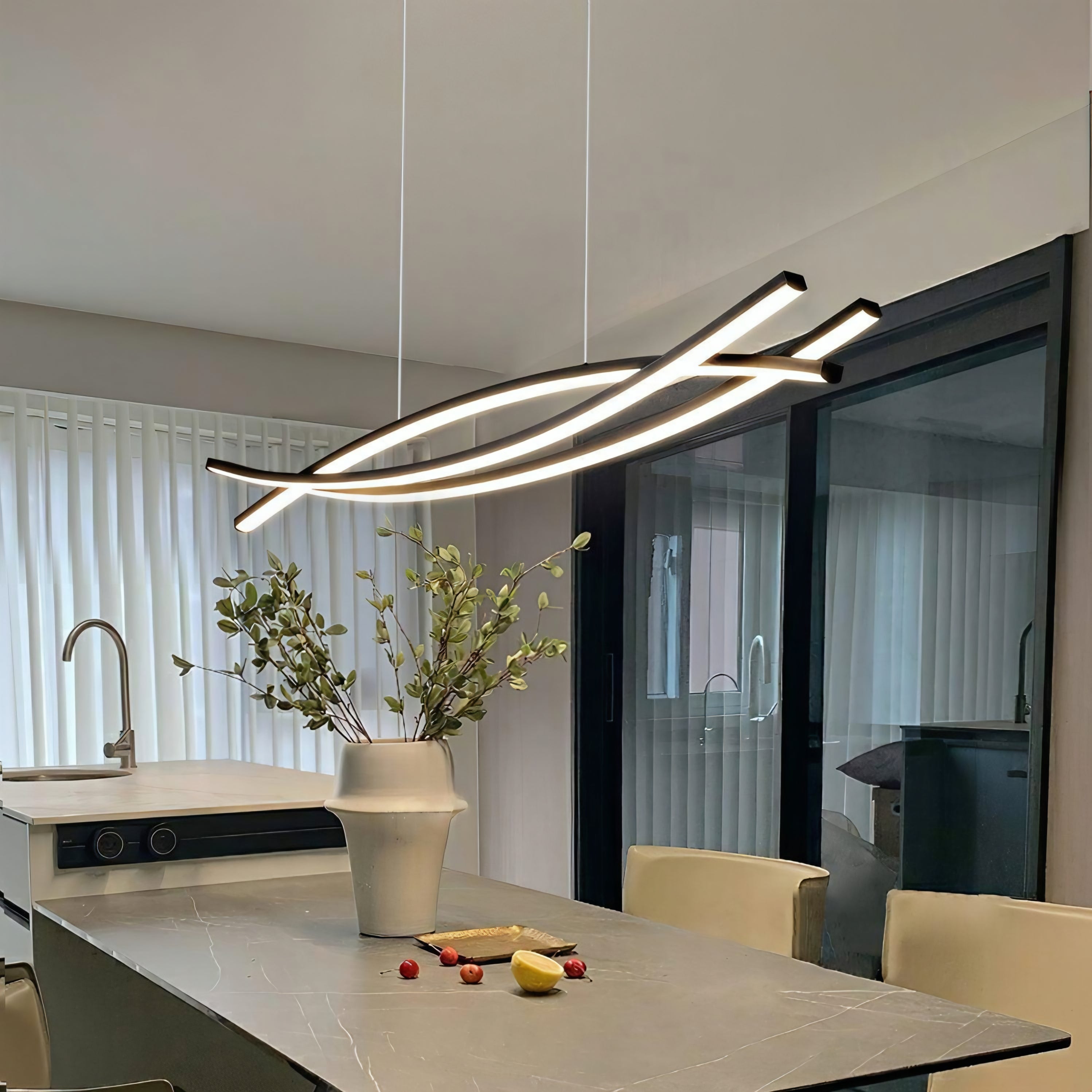 Wishbone Minimalist LED Chandelier – Black (L1200mm)