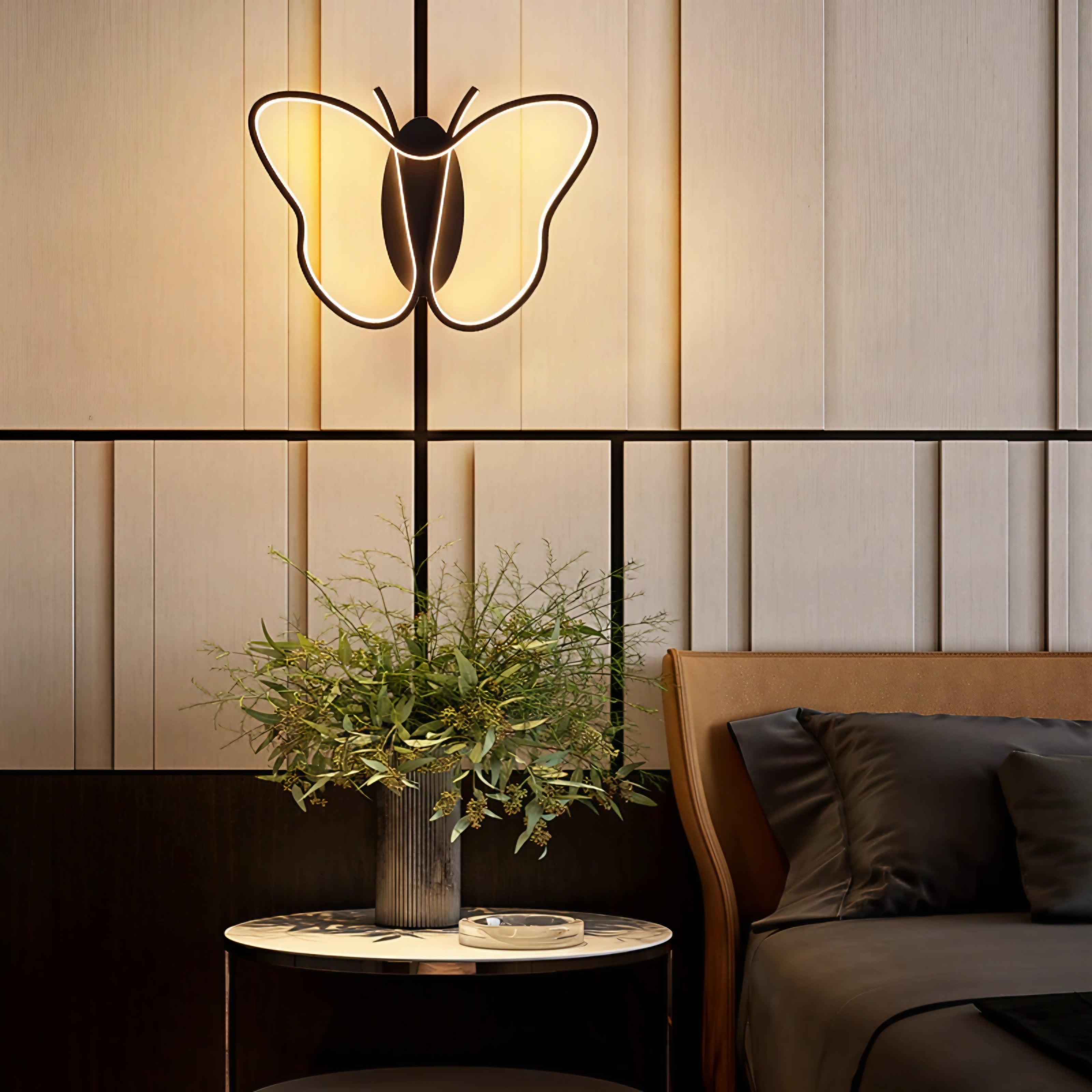 Modern LED Butterfly Ceiling Flush Light – Black (400mm)
