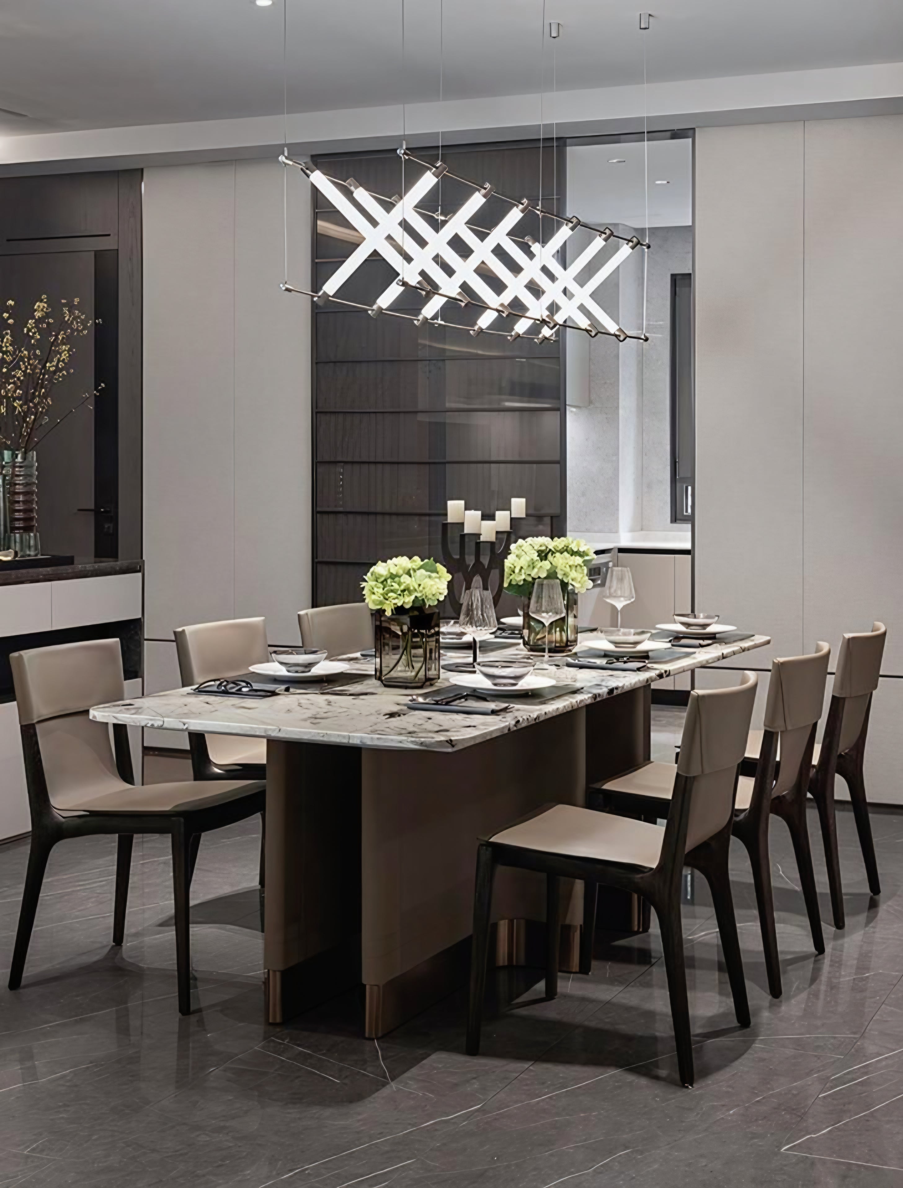 5/10-Light Tube Geometric Long Designer LED Island Pendant Light – 10 Light (L1500mm)
