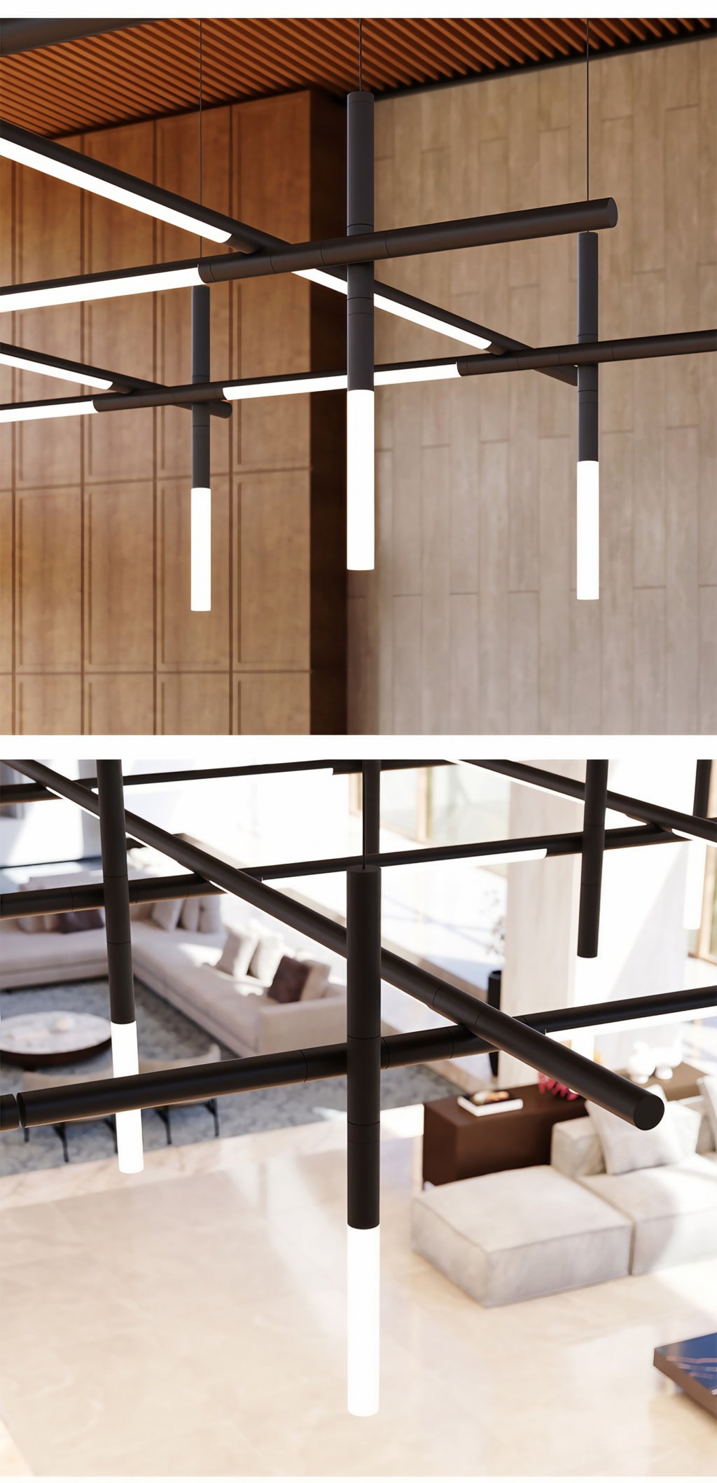 Traliccio Modern Linear LED Chandelier
Minimalist Geometric Suspension Light. (L1100*950*800mm)