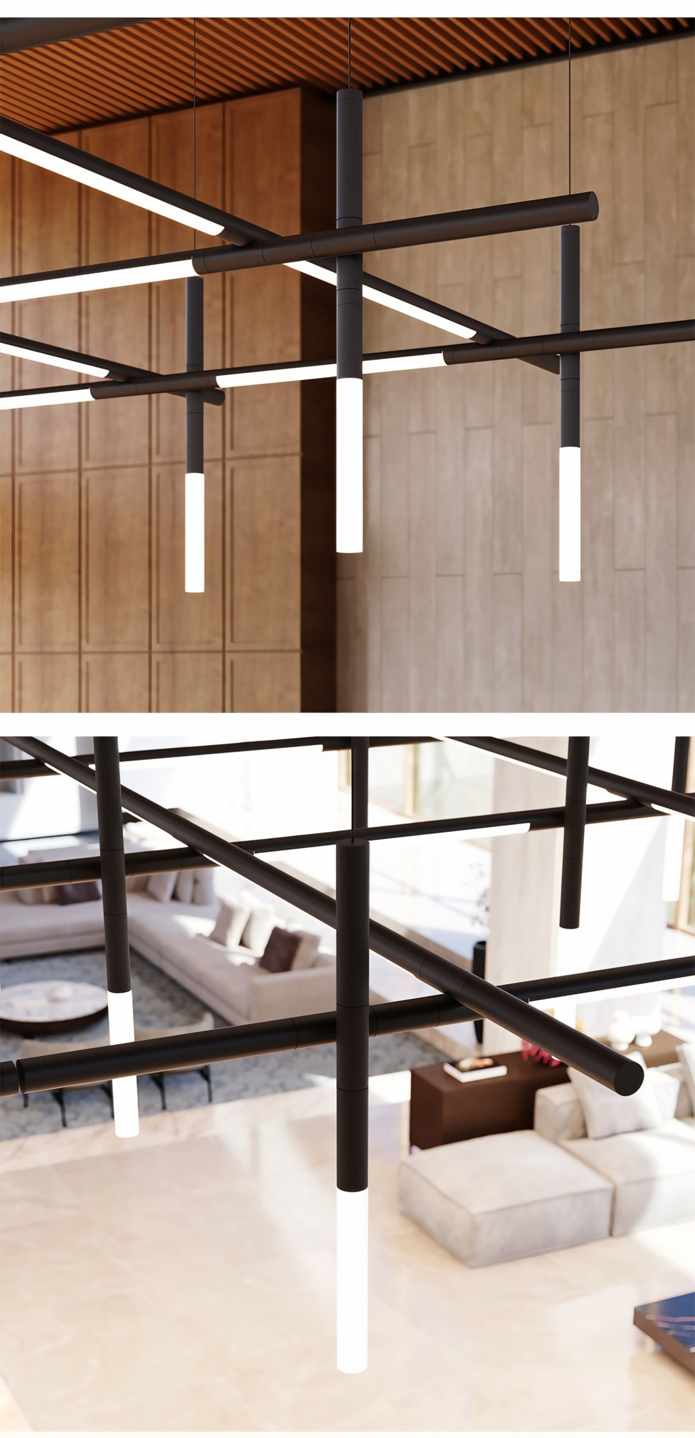 Traliccio Modern Linear LED Chandelier
Minimalist Geometric Suspension Light. (L1100*950*800mm)