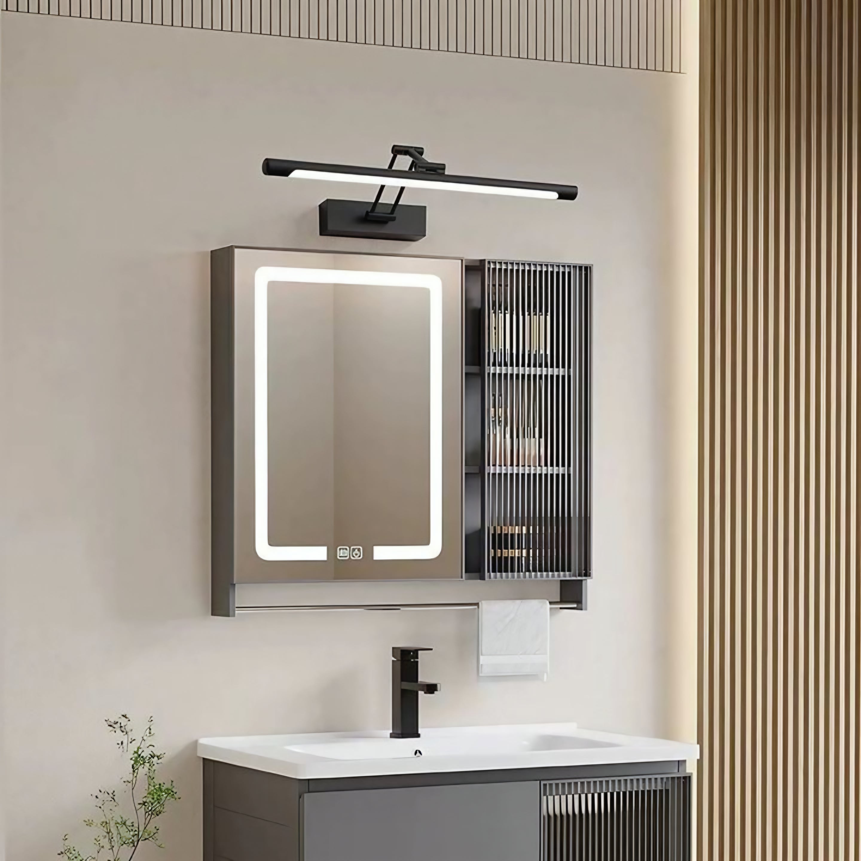 Modern Minimalist LED Wall Light - 57cm Black Finish (3 Color Modes)