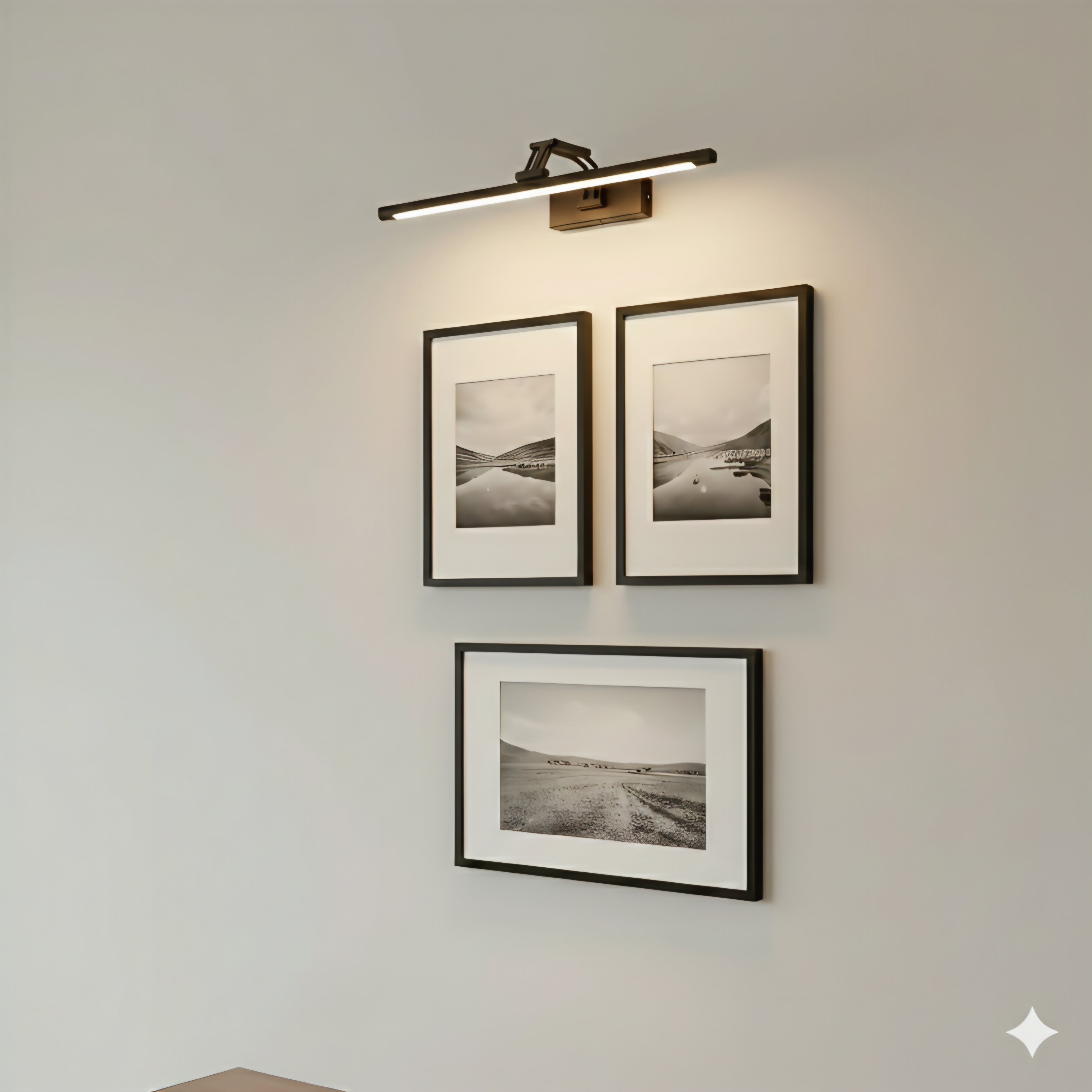 Modern Minimalist LED Wall Light - 57cm Black Finish (3 Color Modes)
