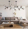 11 Heads Black / Smoke Glass Nordic Chandelier - L2230mm