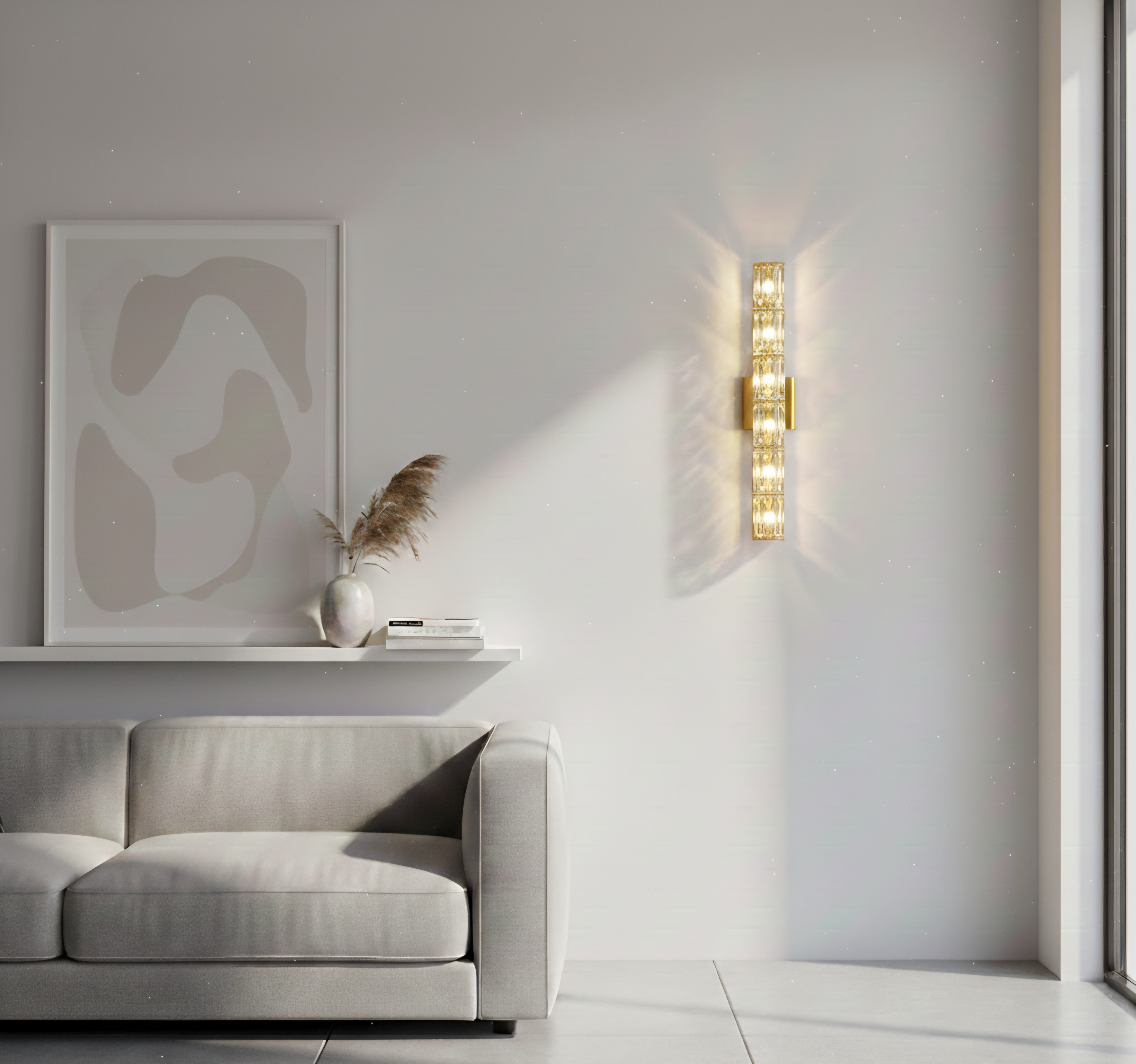 Modern Crystal Wall Sconce – F3823‑600 GD