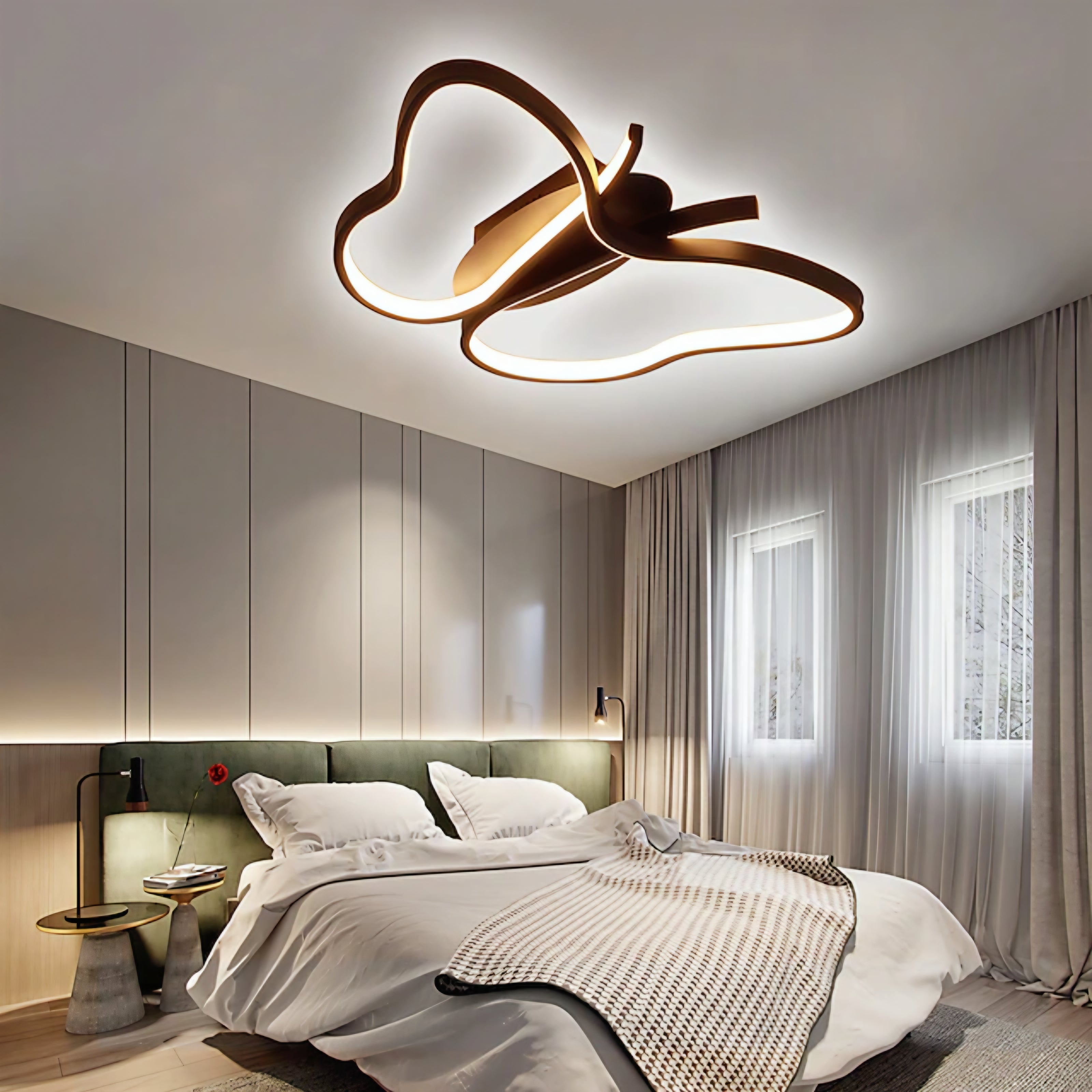 Modern LED Butterfly Ceiling Flush Light – Black (400mm)