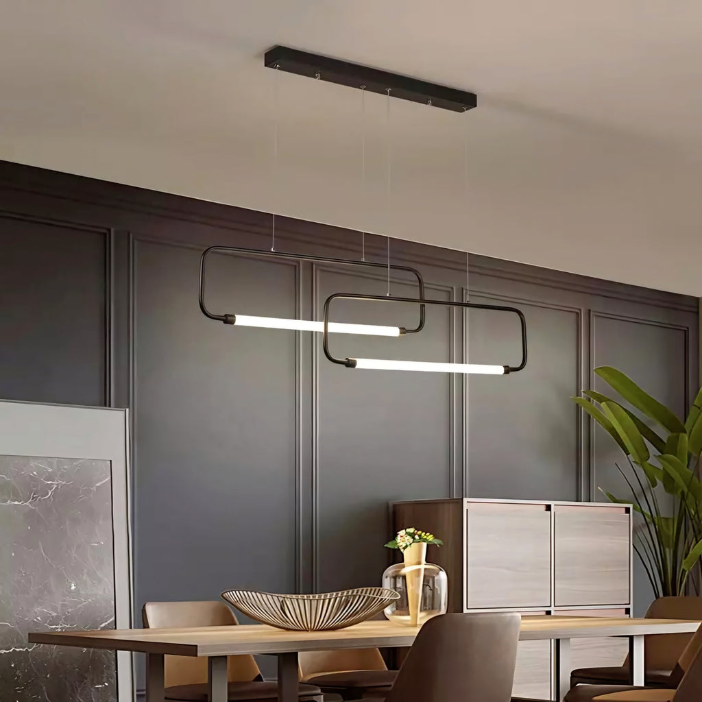 Minimalist Nordic Linear Double Rectangle Pendant Light – 900mm