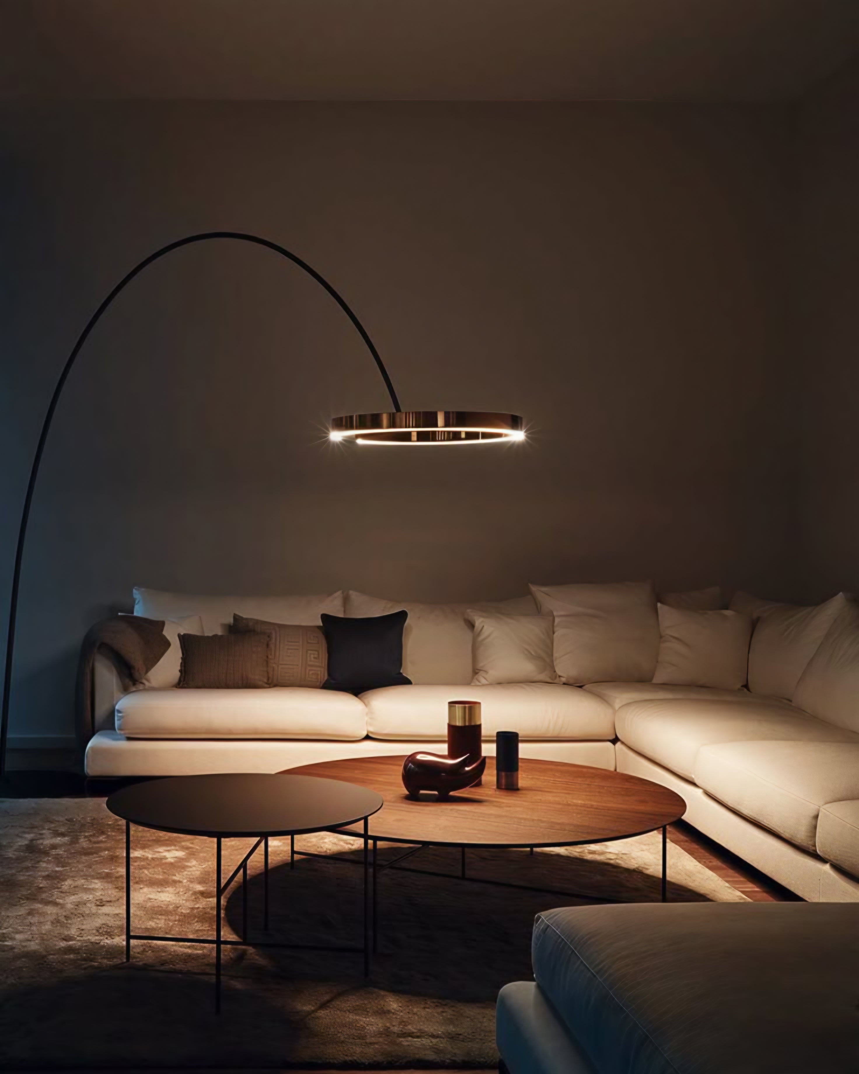 Modern Golden Ring Arc Floor Lamp- 600mm ring size
