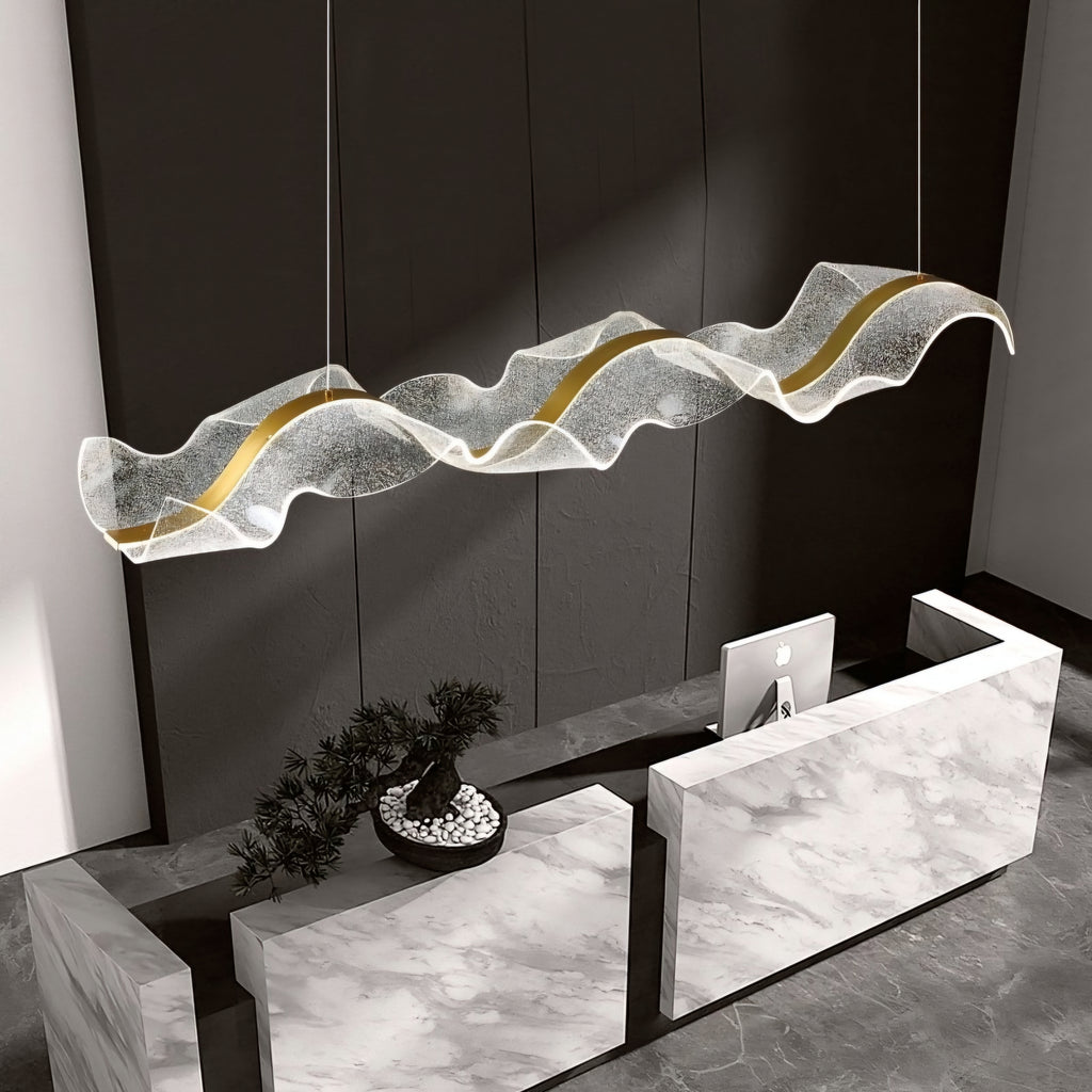 Modern Minimalist Wave LED Pendant Light (Tri-Color) - L1500mm