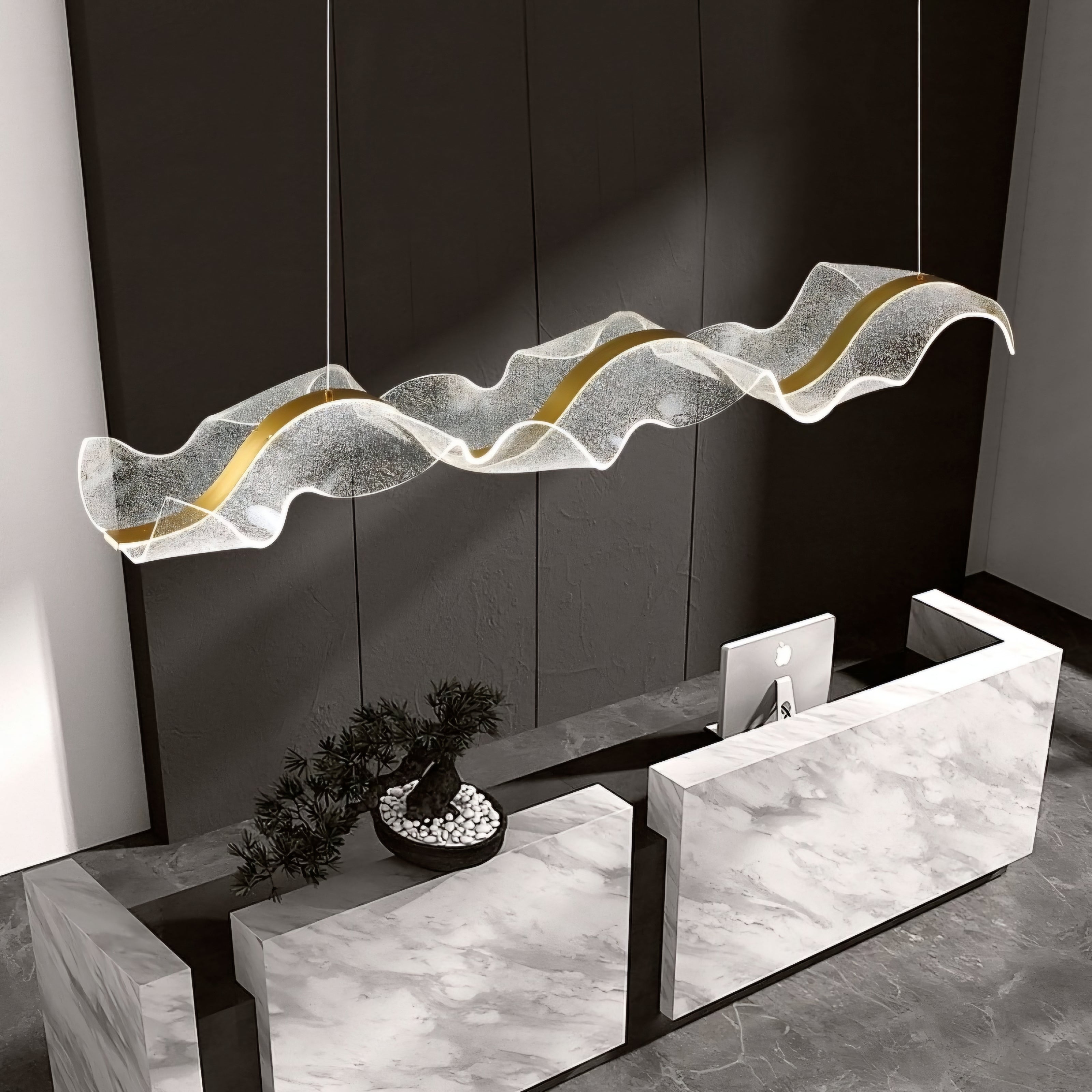 Modern Minimalist Wave LED Pendant Light (Tri-Color) - L1500mm