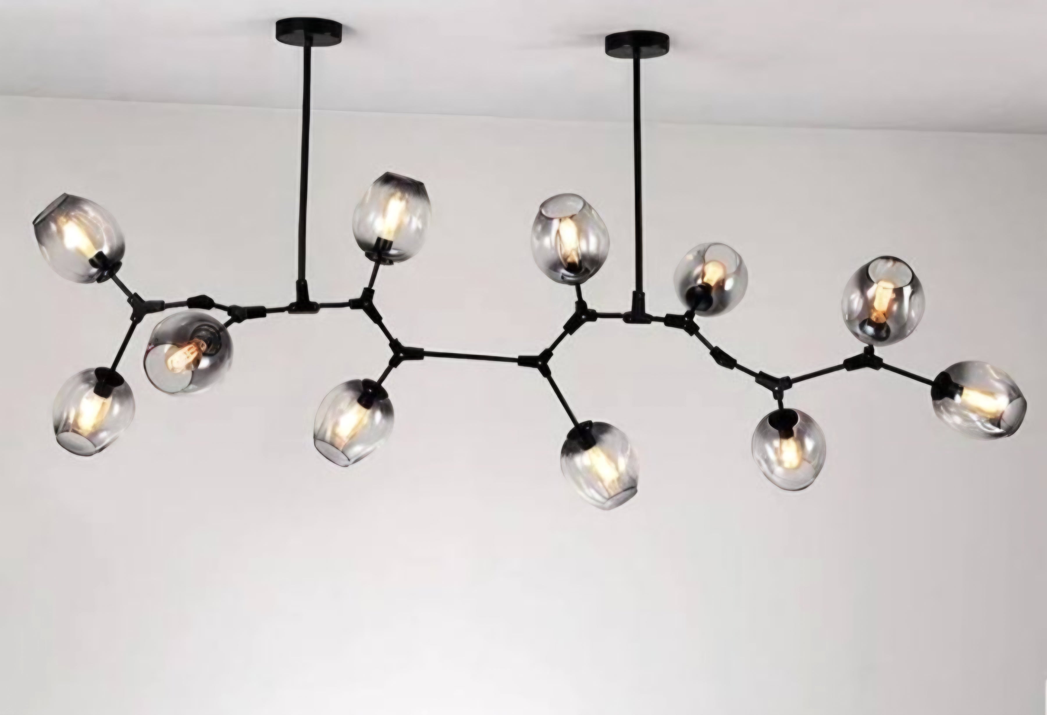 11 Heads Black / Smoke Glass Nordic Chandelier - L2230mm