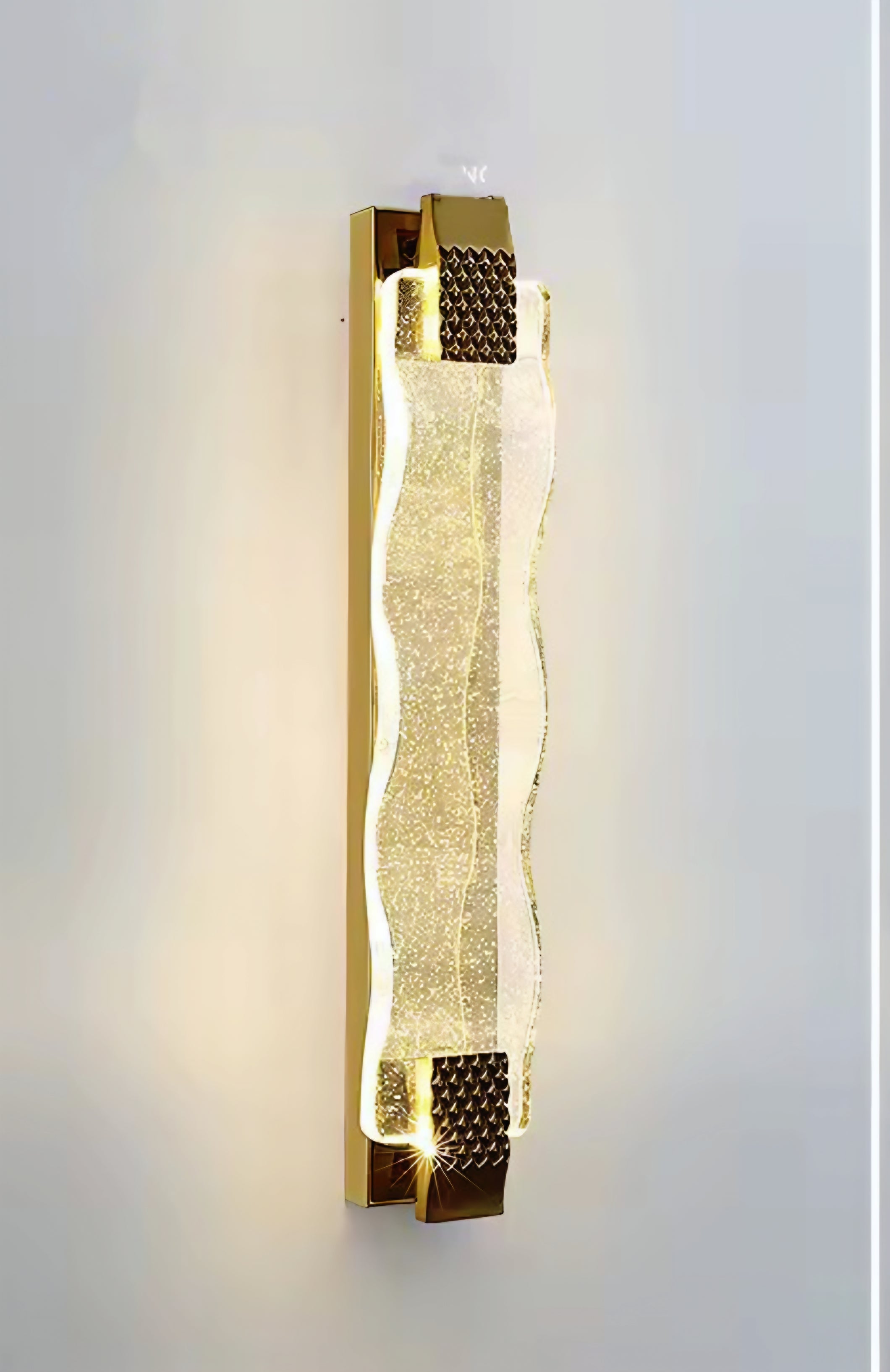 PM Wave-Shaped Crystal Stainless Steel Wall Lamp - F1709-600GD