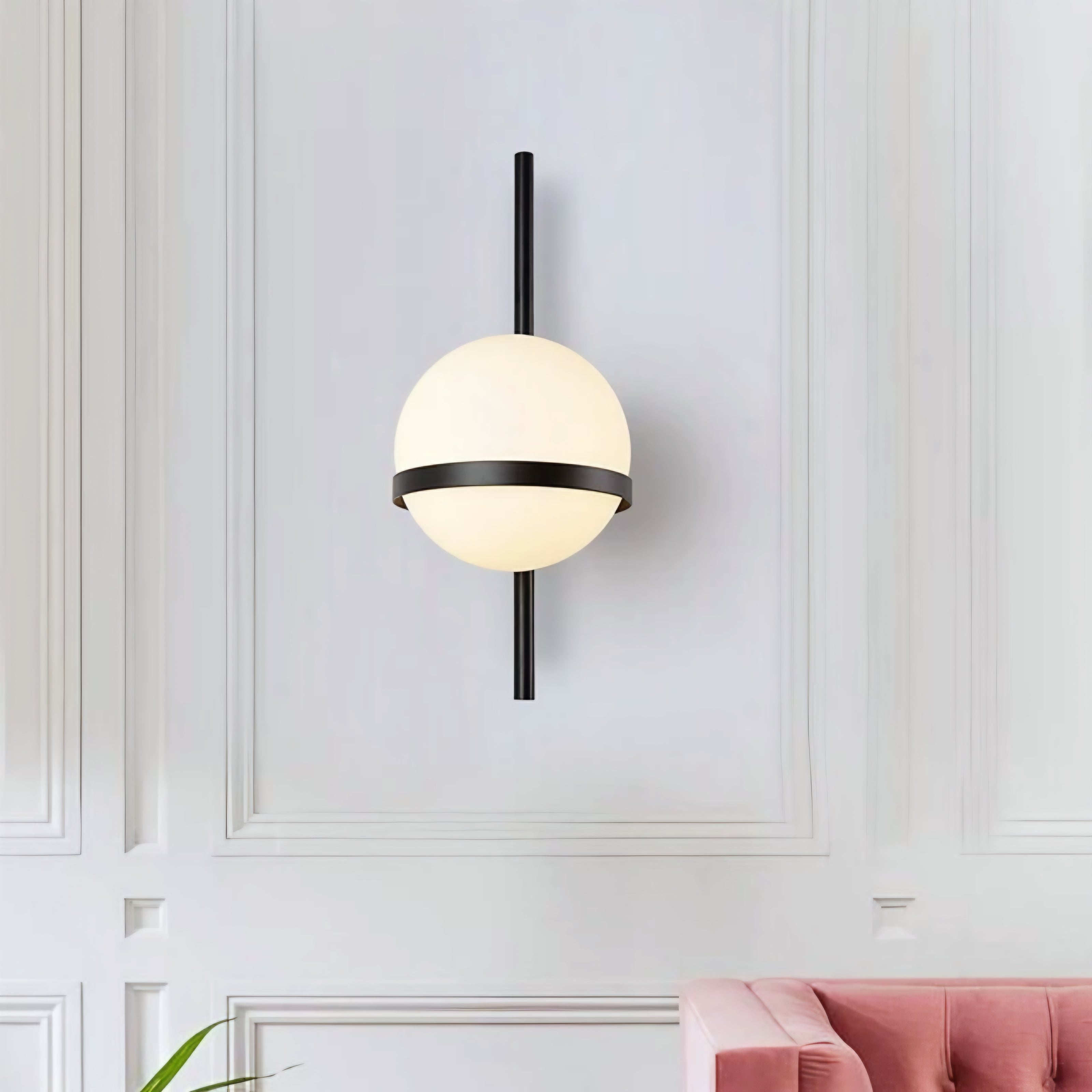 Modern Minimalist Glass Globe Wall Sconce – 326 (BK)