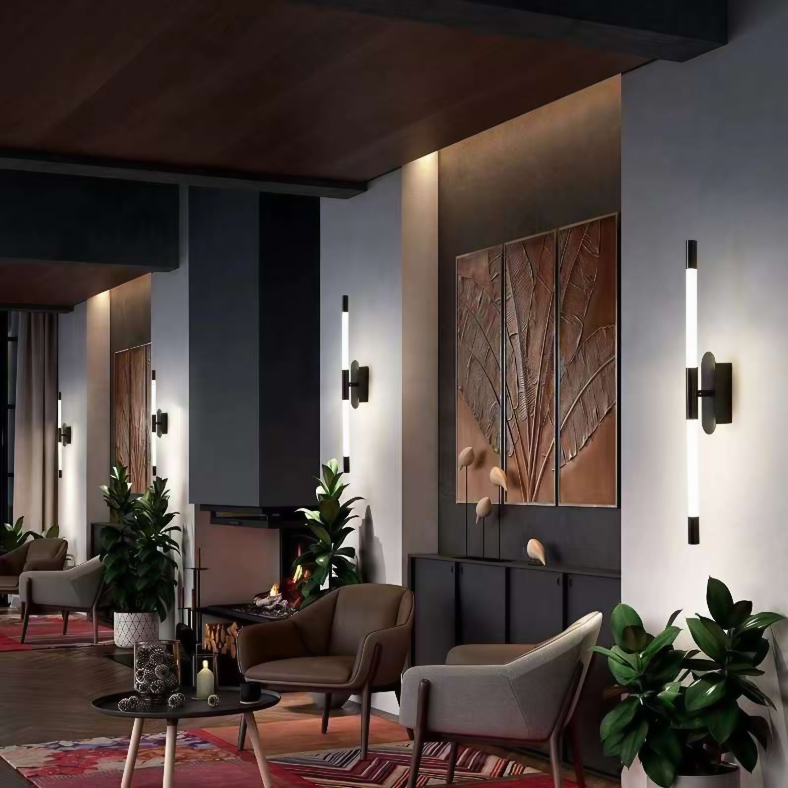 60cm Black LED Linear Wall Sconce – F1389‑600 BK