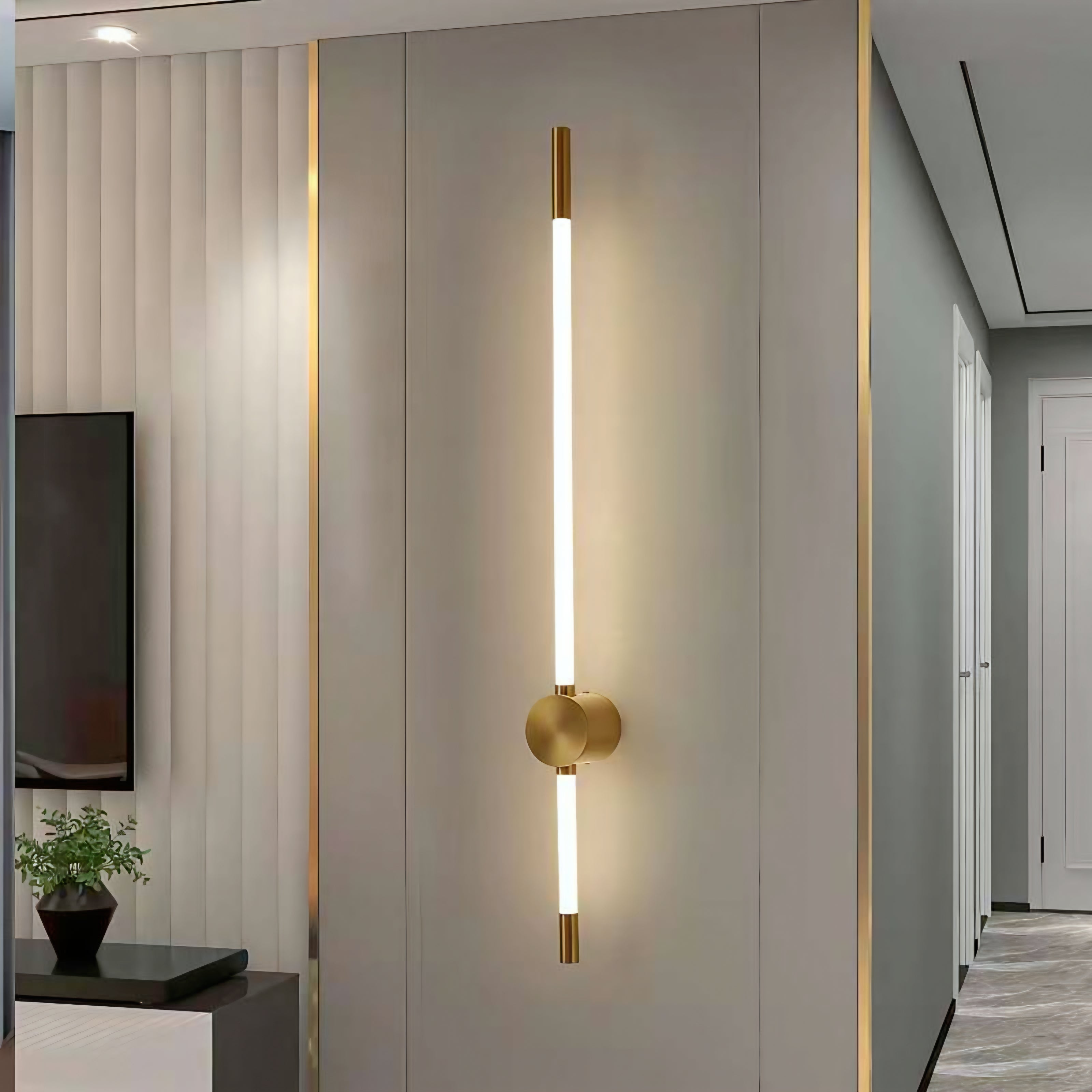 Minimalist Vertical LED Wall Sconce – F1716‑600 GD