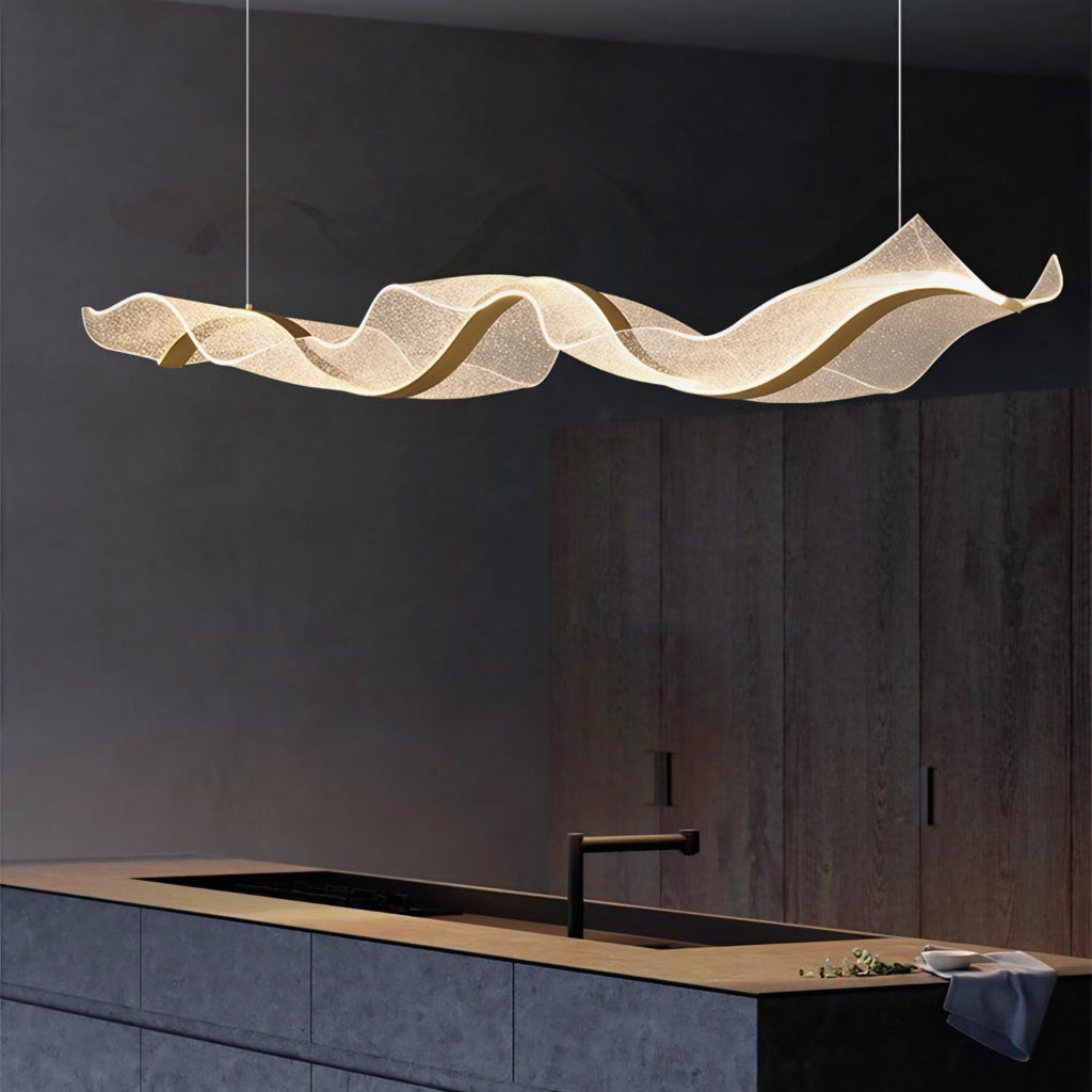 Modern Minimalist Wave LED Pendant Light (Tri-Color) - L1500mm