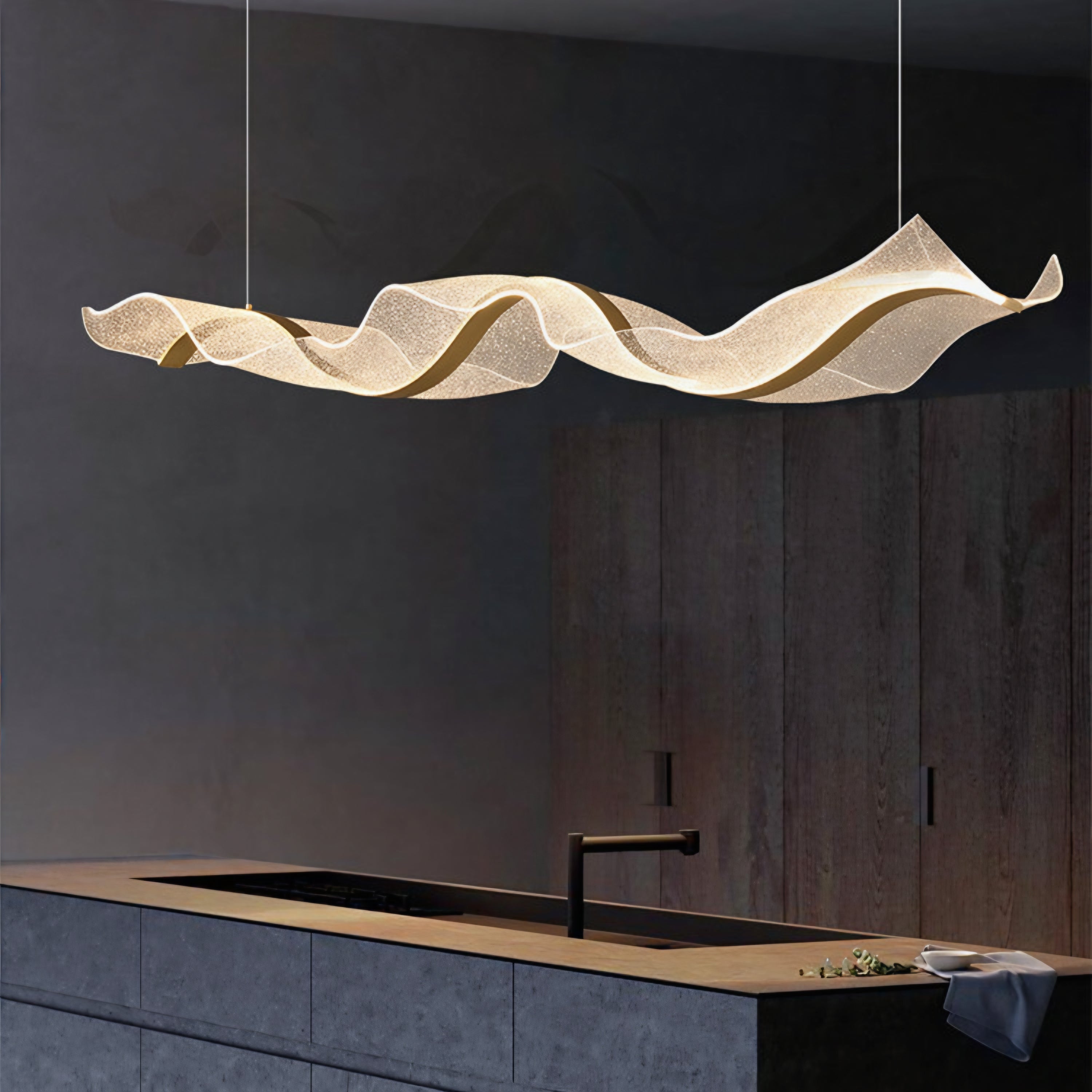 Modern Minimalist Wave LED Pendant Light (Tri-Color) - L1500mm