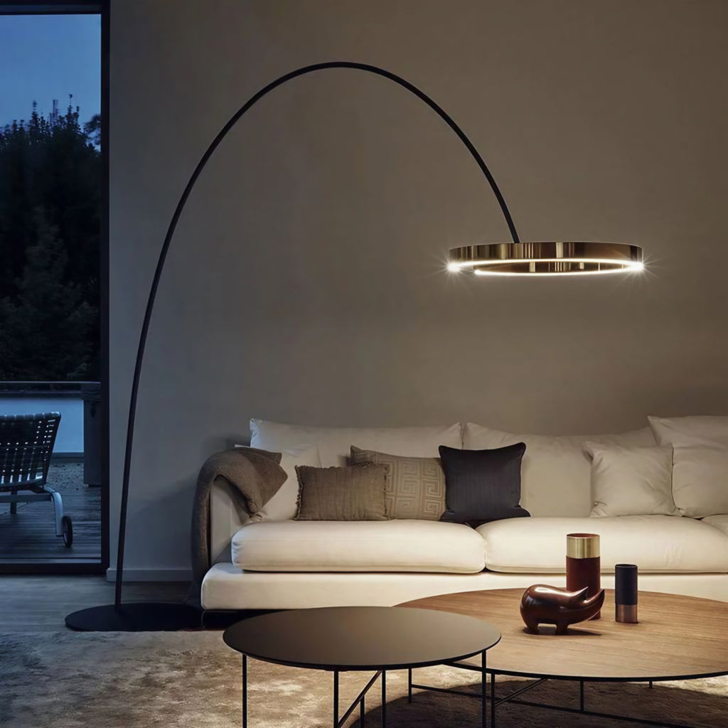 Modern Golden Ring Arc Floor Lamp- 600mm ring size