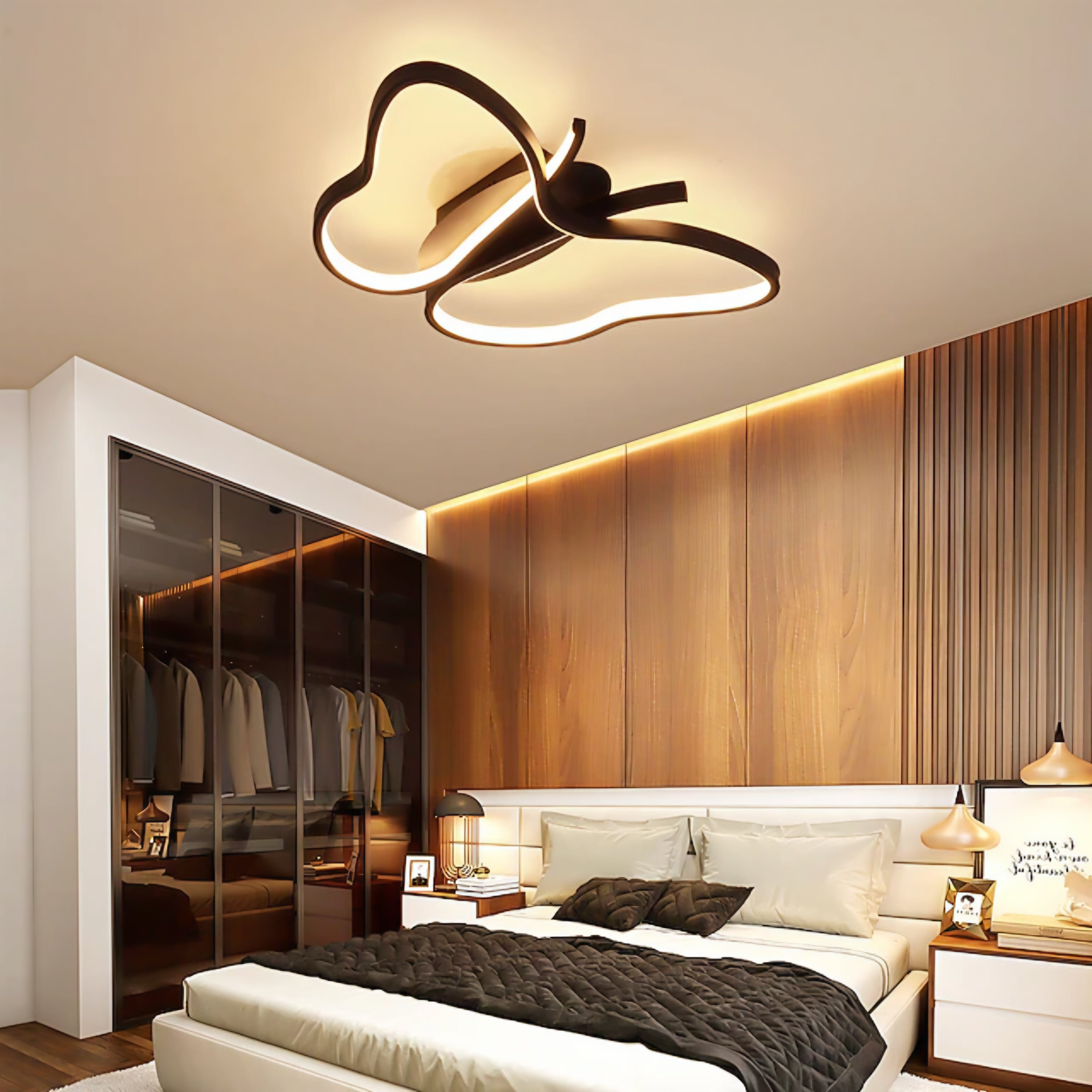 Modern LED Butterfly Ceiling Flush Light – Black (400mm)