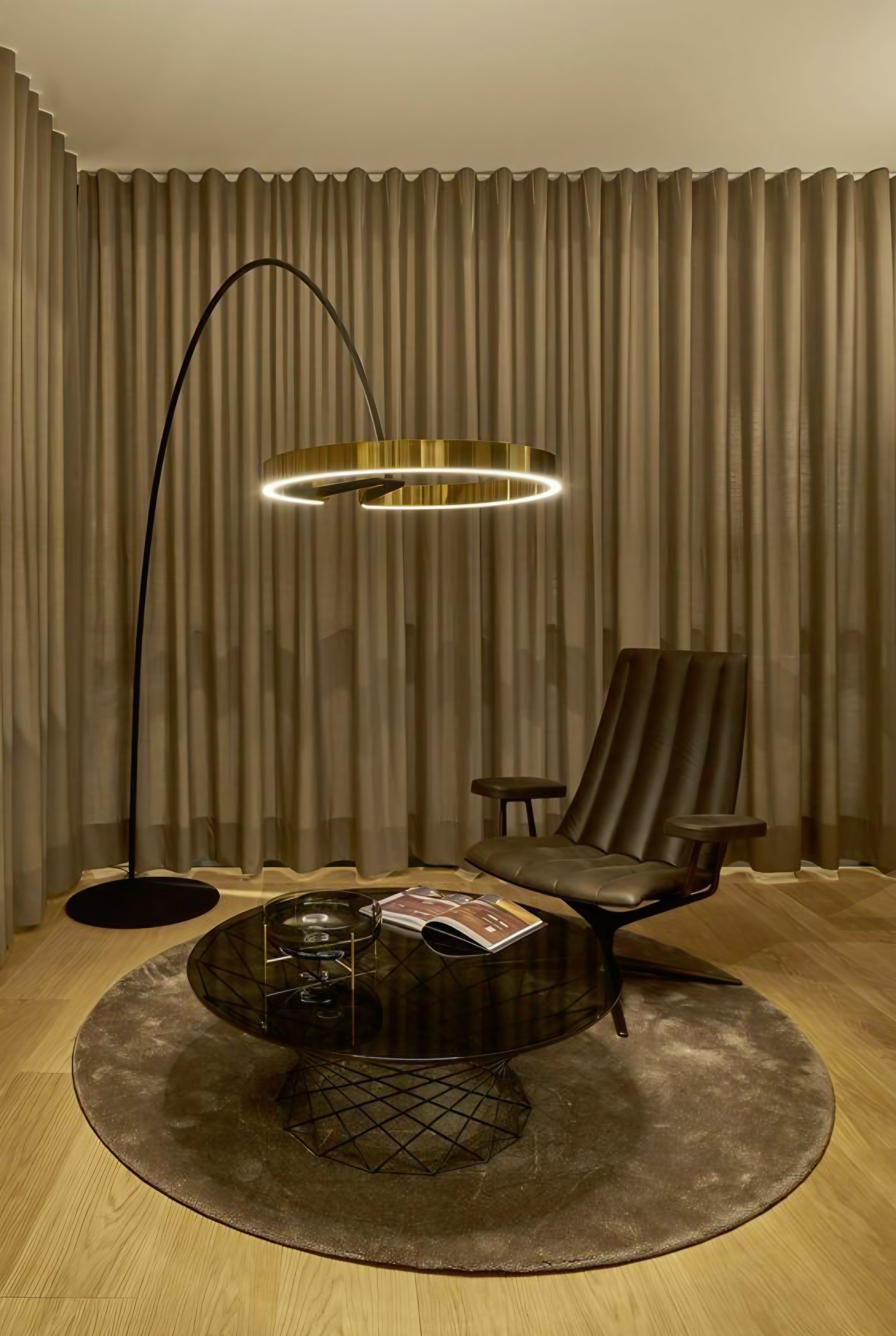 Modern Golden Ring Arc Floor Lamp- 600mm ring size