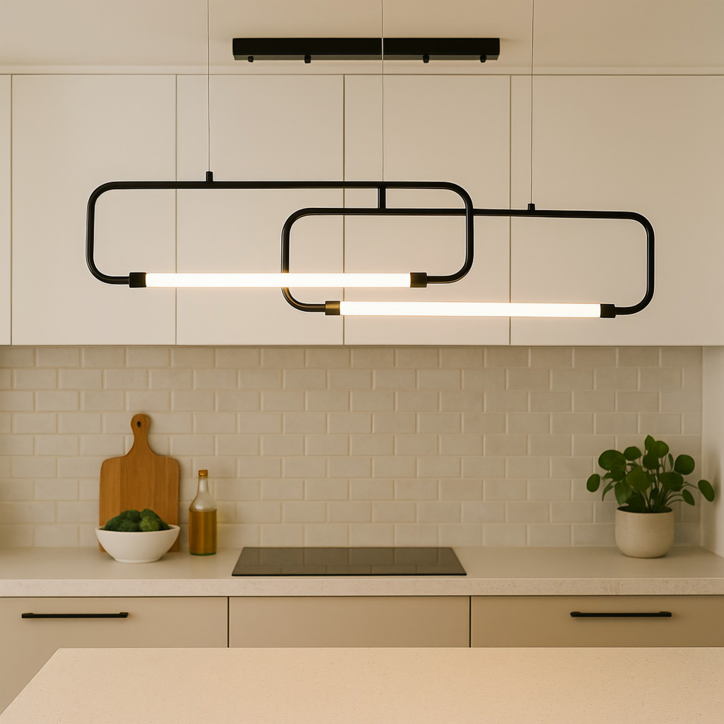 Minimalist Nordic Linear Double Rectangle Pendant Light – 900mm