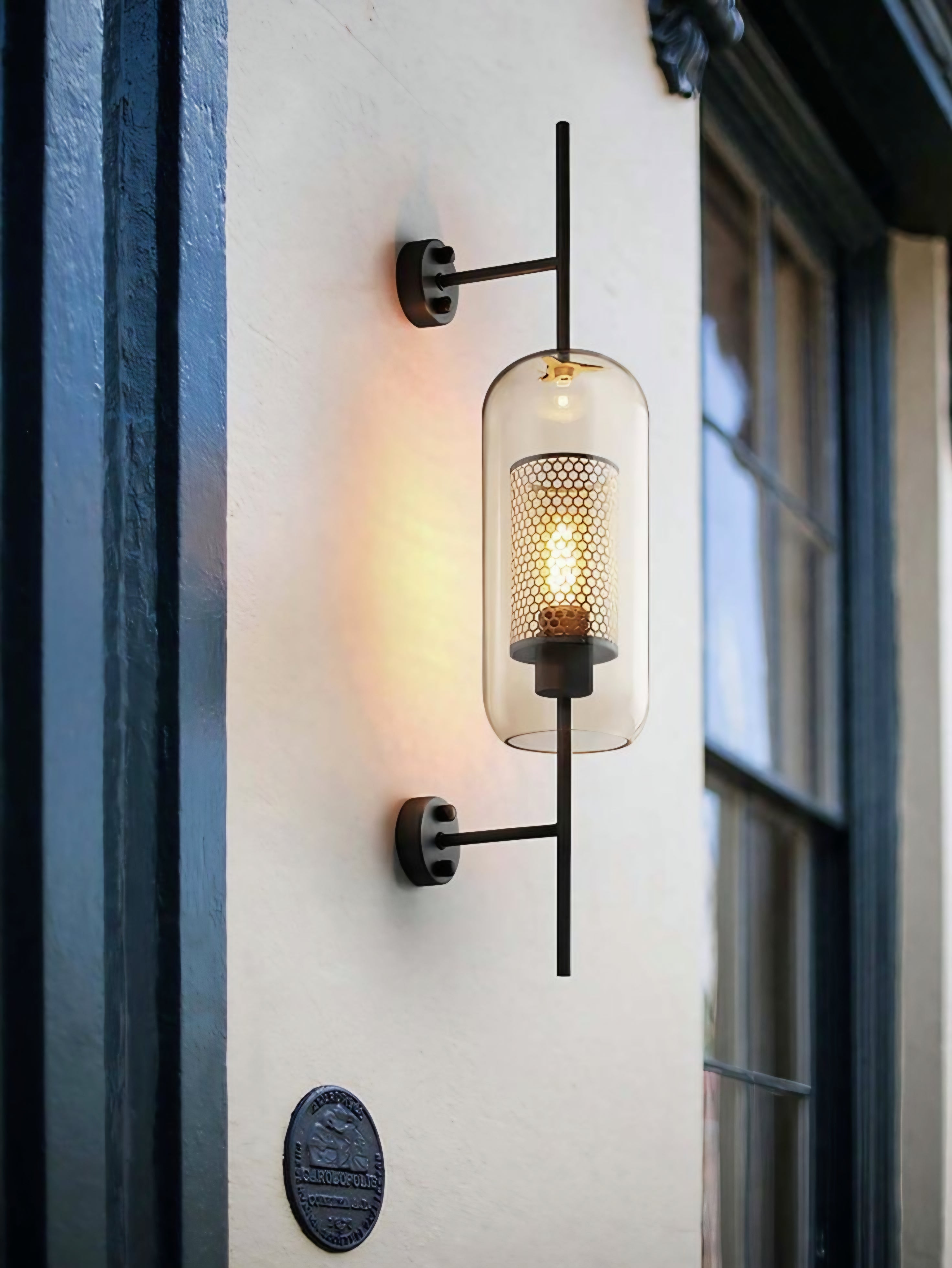 Chiswick Glass Wall Light (Modern Oblong Clear Glass Sconce)- 330(Black)