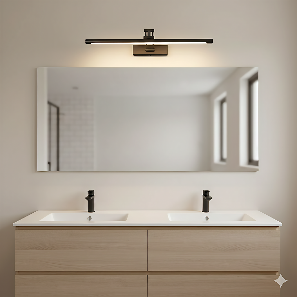 Modern Minimalist LED Wall Light - 57cm Black Finish (3 Color Modes)