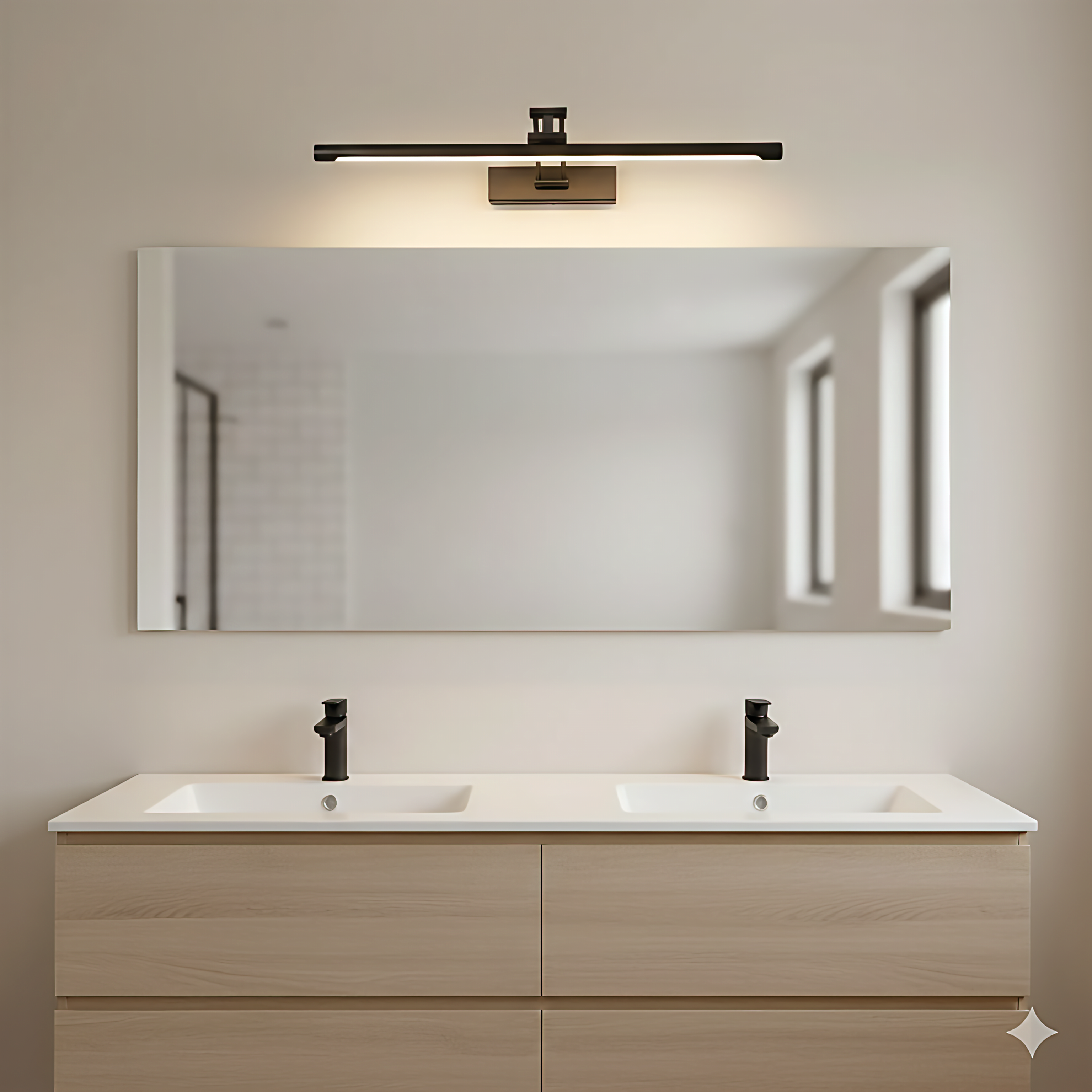 Modern Minimalist LED Wall Light - 57cm Black Finish (3 Color Modes)