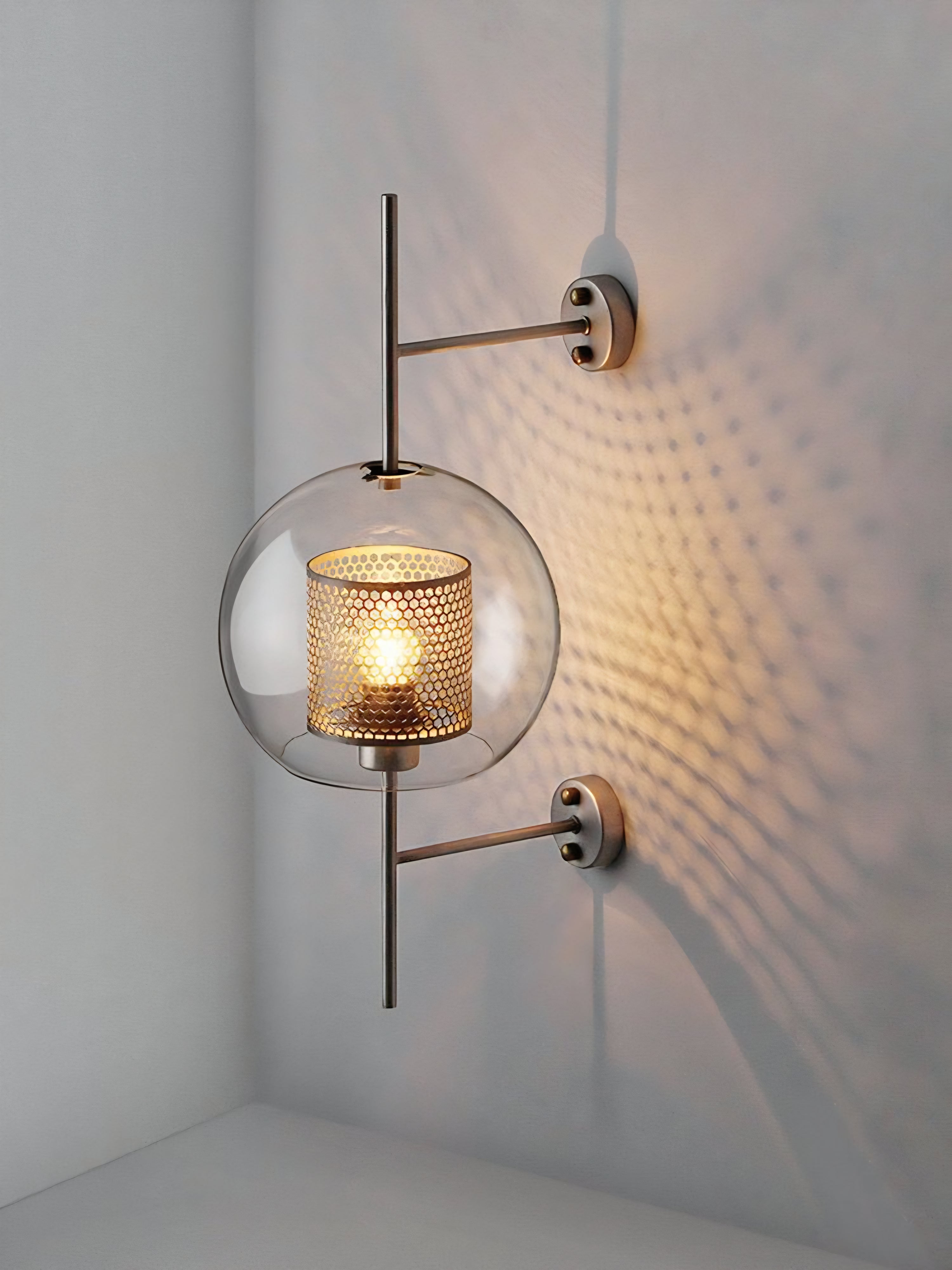 Rafael Glass Globe Wall Lamp (Mesh Cylinder Design) - 329