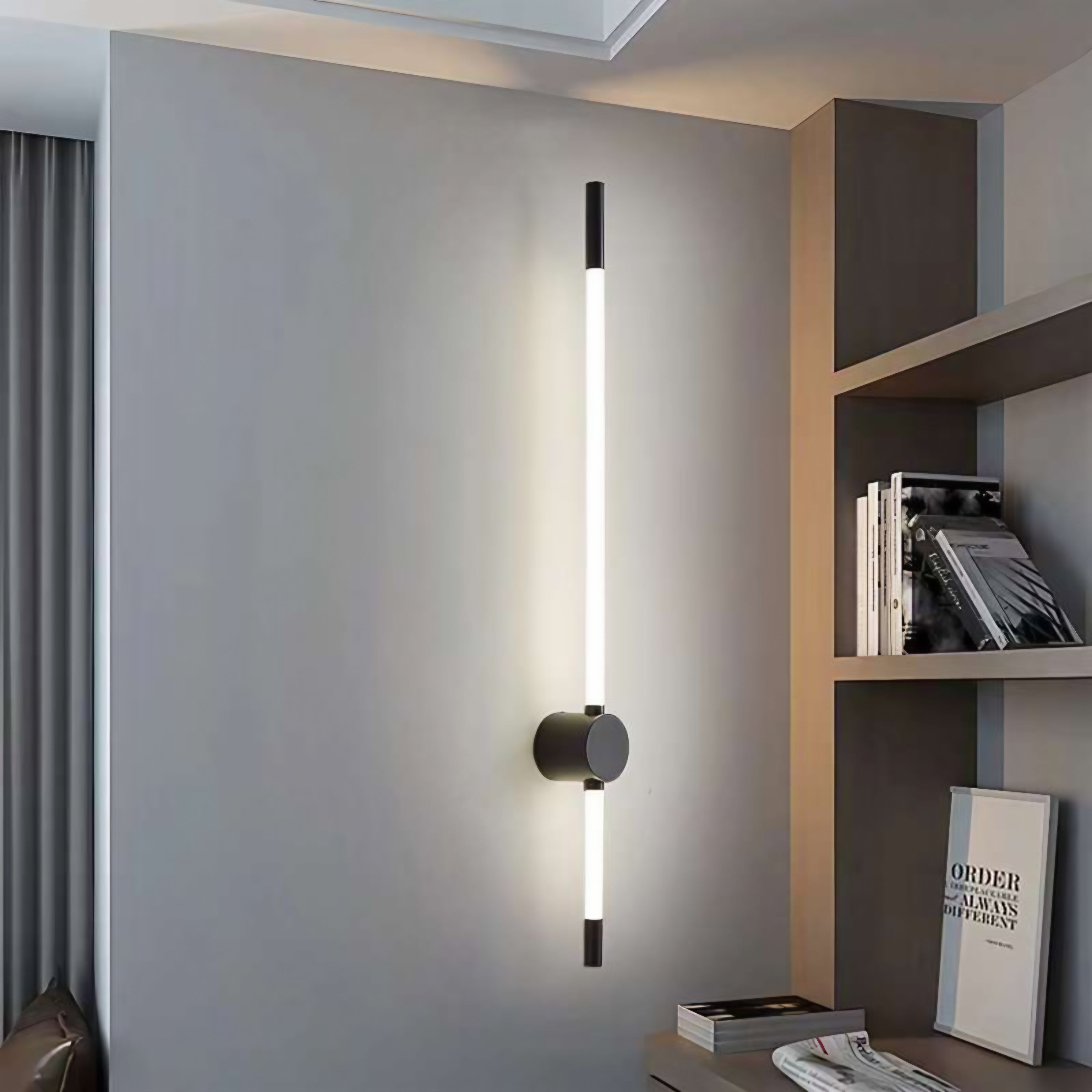 Minimalist Vertical LED Wall Sconce – F1716‑600 BK