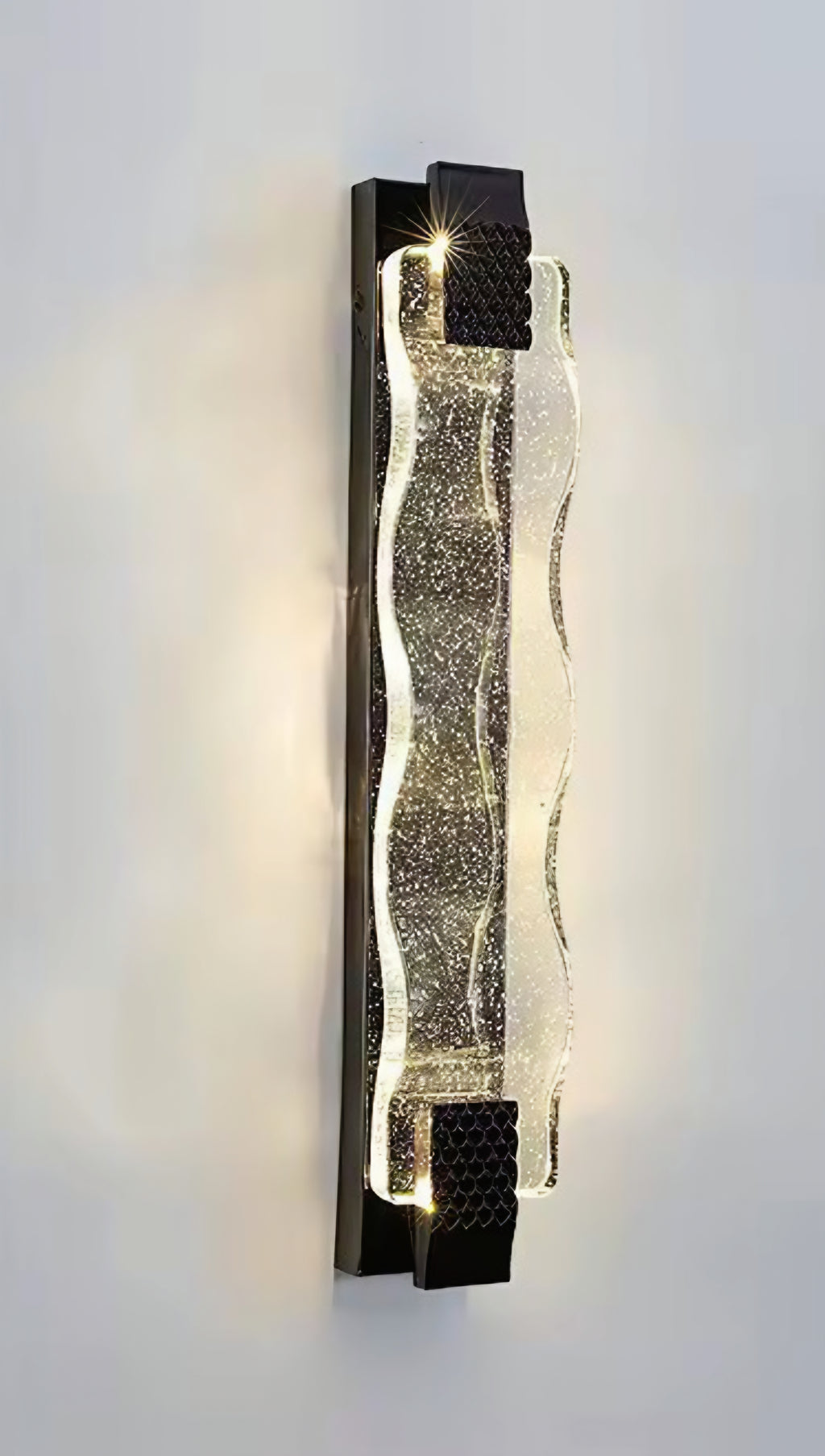 PM Wave-Shaped Crystal Stainless Steel Wall Lamp - F1709-600 BK