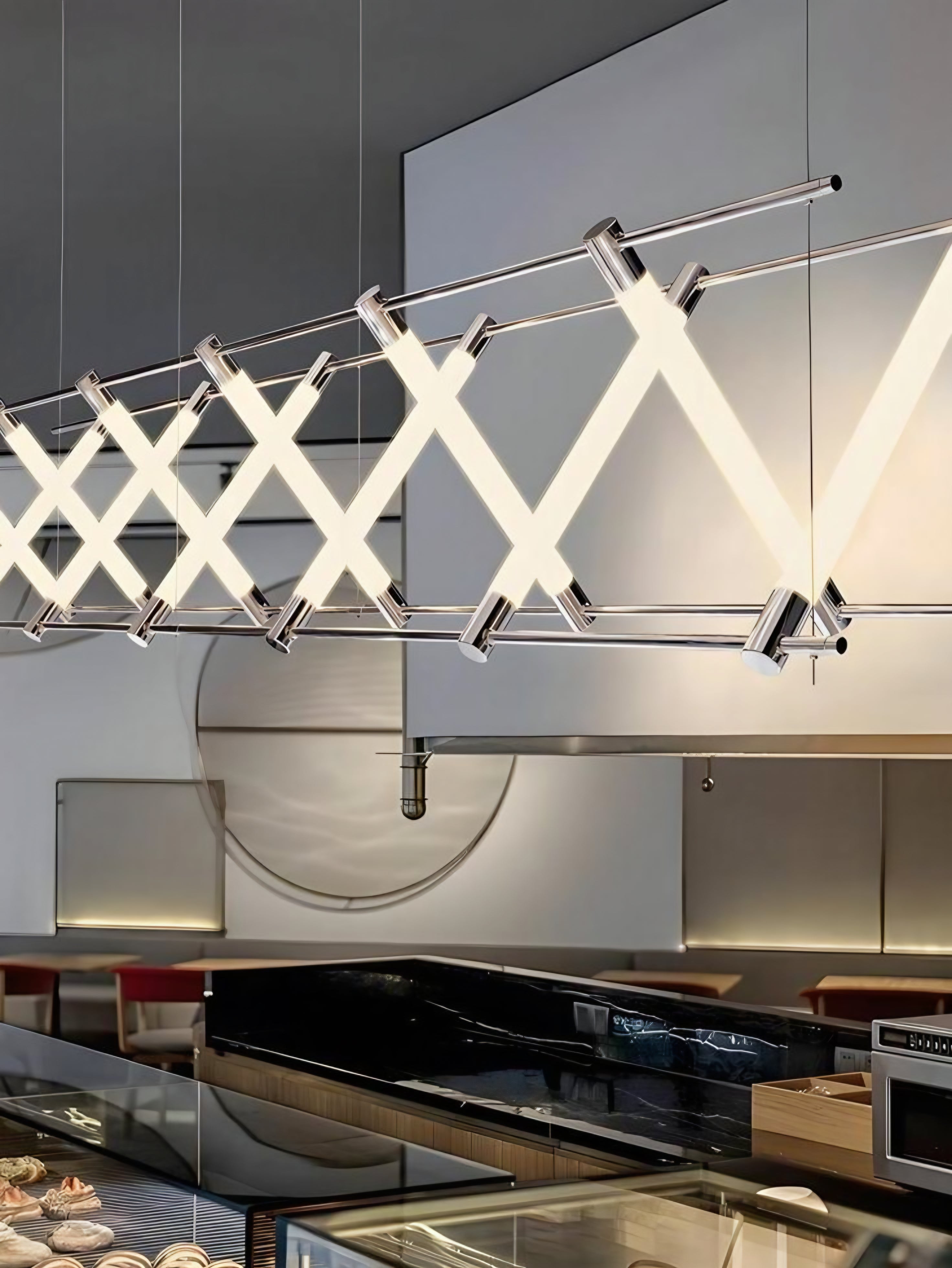 5/10-Light Tube Geometric Long Designer LED Island Pendant Light – 10 Light (L1500mm)