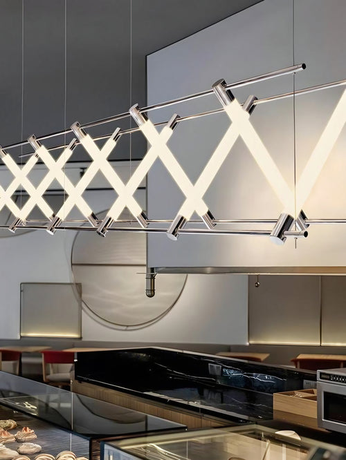 5/10-Light Tube Geometric Long Designer LED Island Pendant Light – 10 Light (L1500mm)