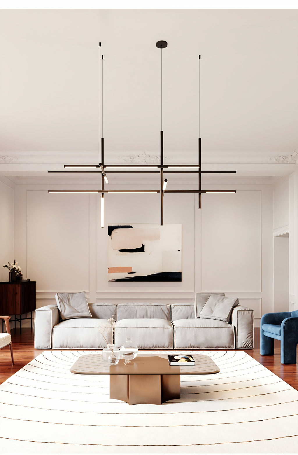 Traliccio Modern Linear LED Chandelier
Minimalist Geometric Suspension Light. (L1100*950*800mm)