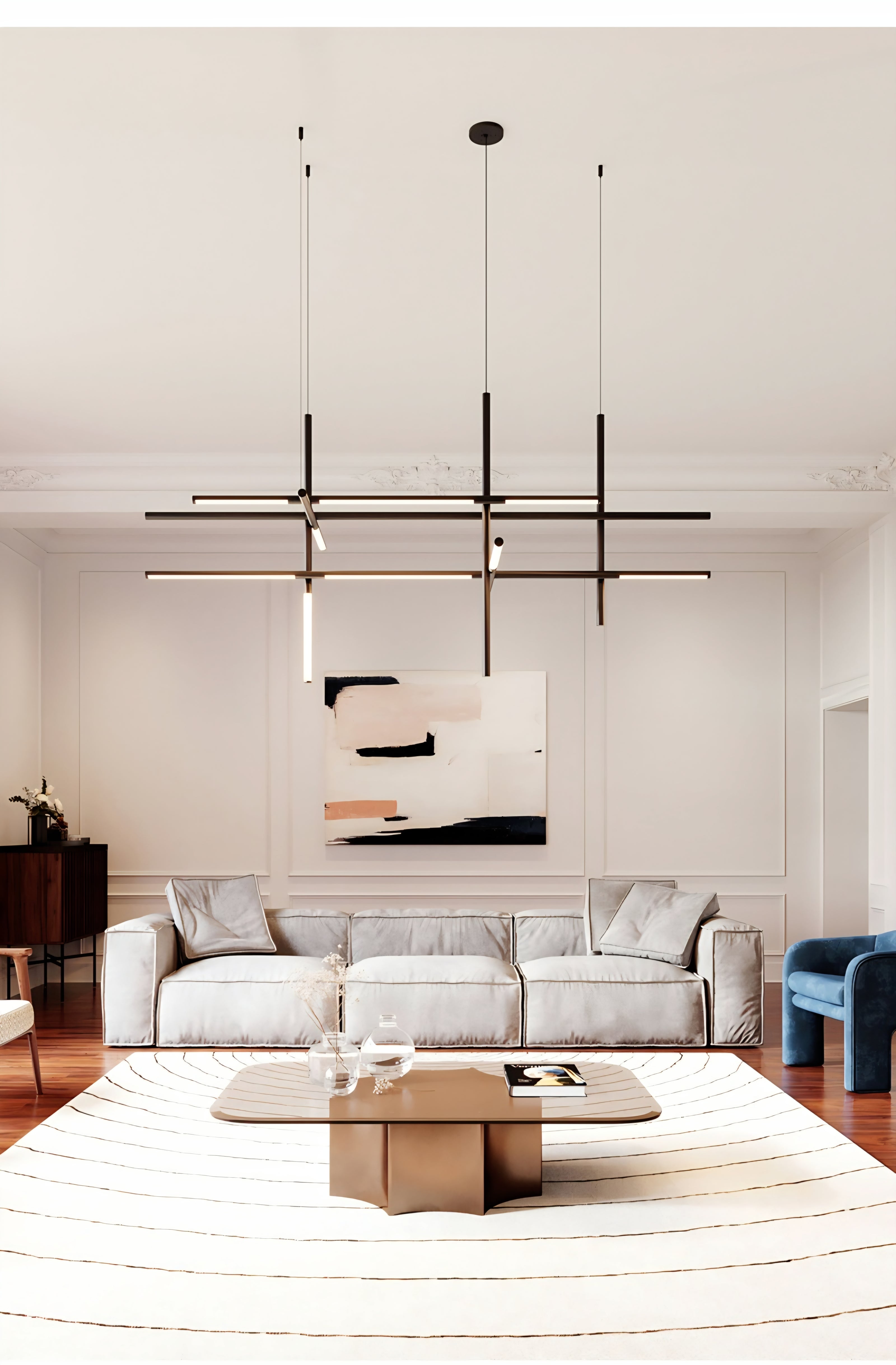Traliccio Modern Linear LED Chandelier
Minimalist Geometric Suspension Light. (L1100*950*800mm)